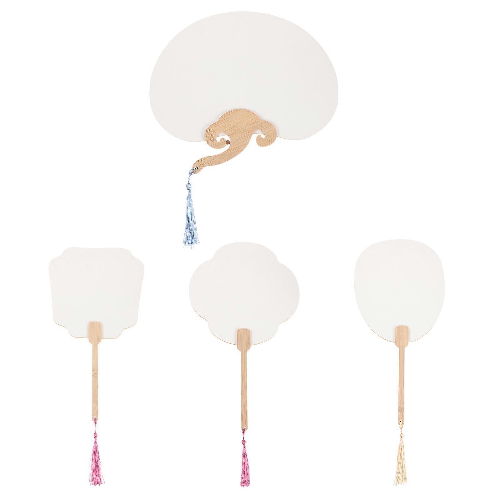 Handheld Graffiti Fan Blank Painting Fan For Summer Use 4Pcs Diy Paper Fans