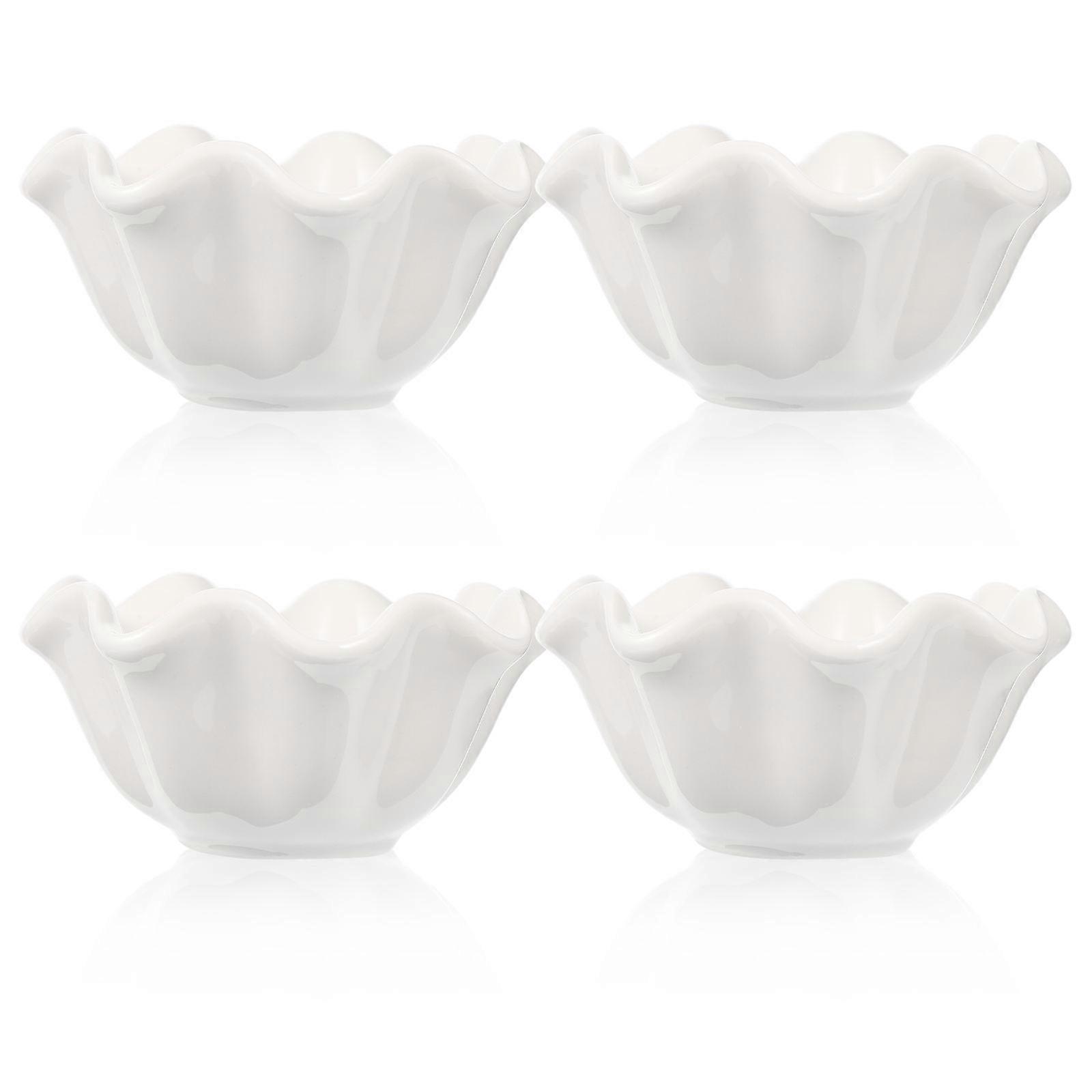 Great! Here's a polished and professional product description based on your input:
**4pcs White Ceramic Sauce Dipping Bowls – Elegant & Versatile