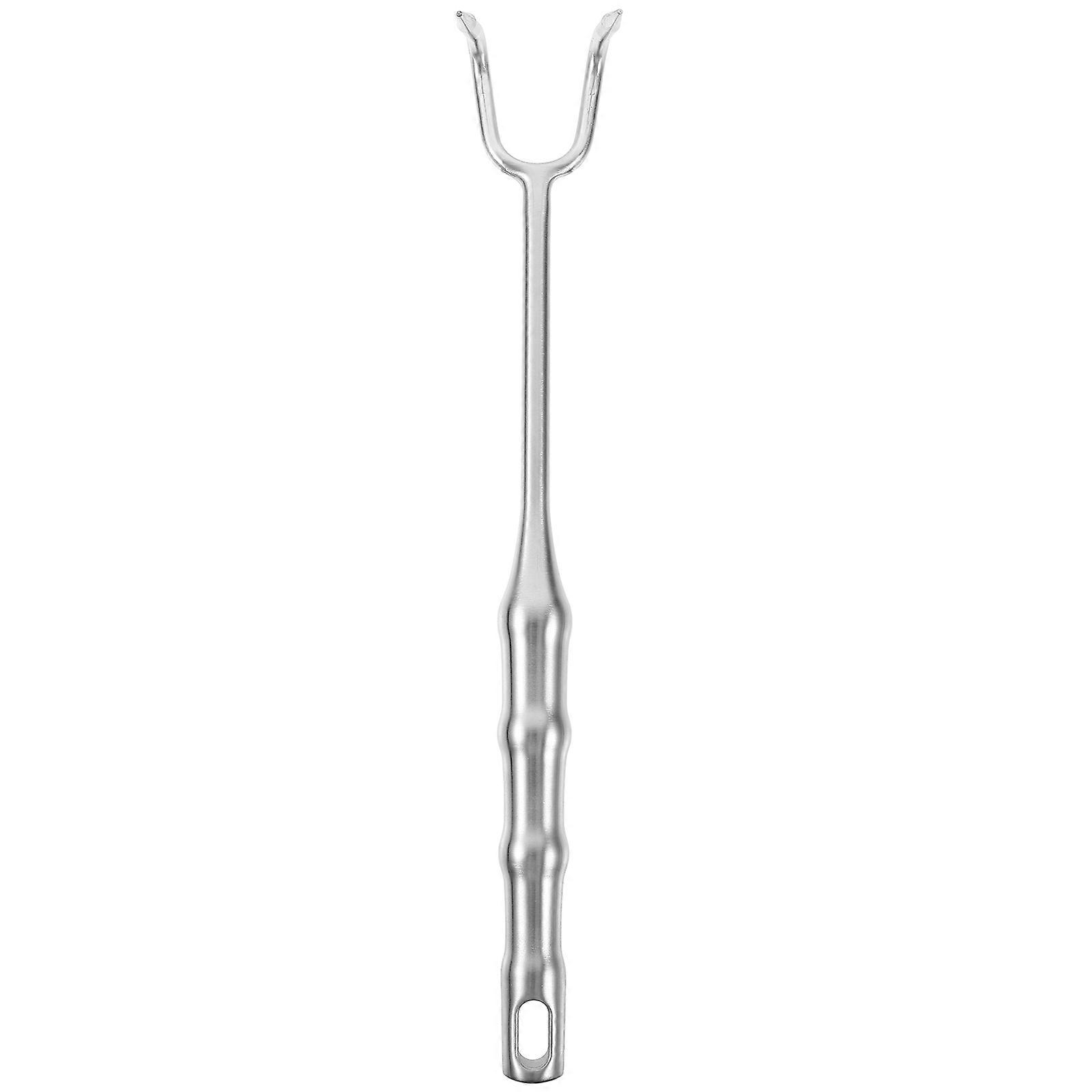 Stainless Steel Meat Hook Food Turner Bbq Flipper Practical Design For Restaurant Use 12.18x1.97x1.77in Easy Clamping 1Pcs