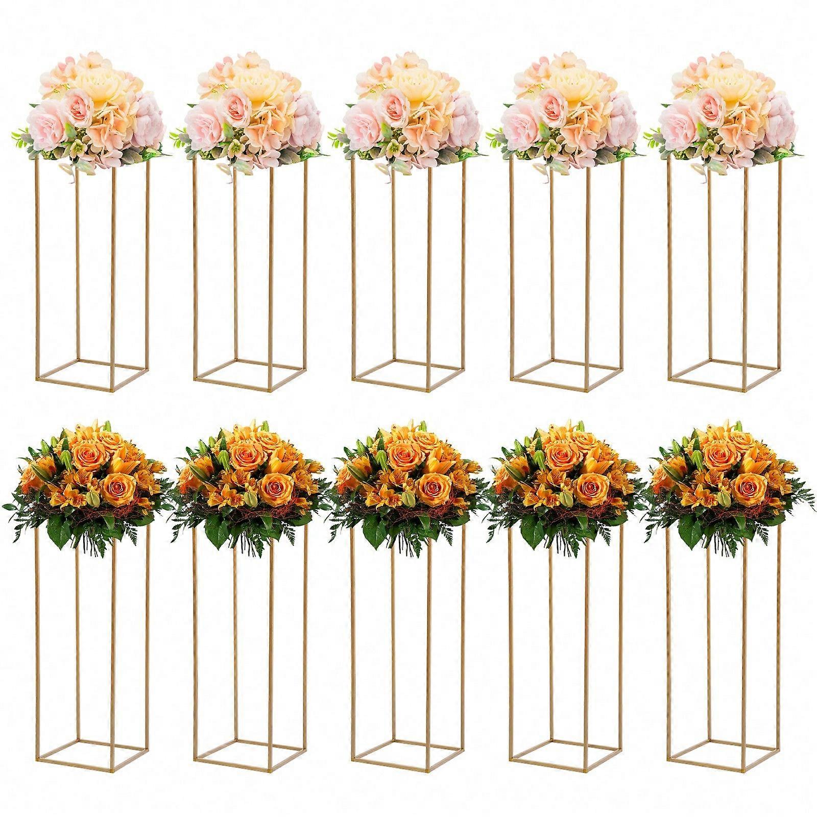 10 pièces support de fleur en métal pour centres de table de mariage, support de fleur de mariage en or de 31,49 pouces de haut