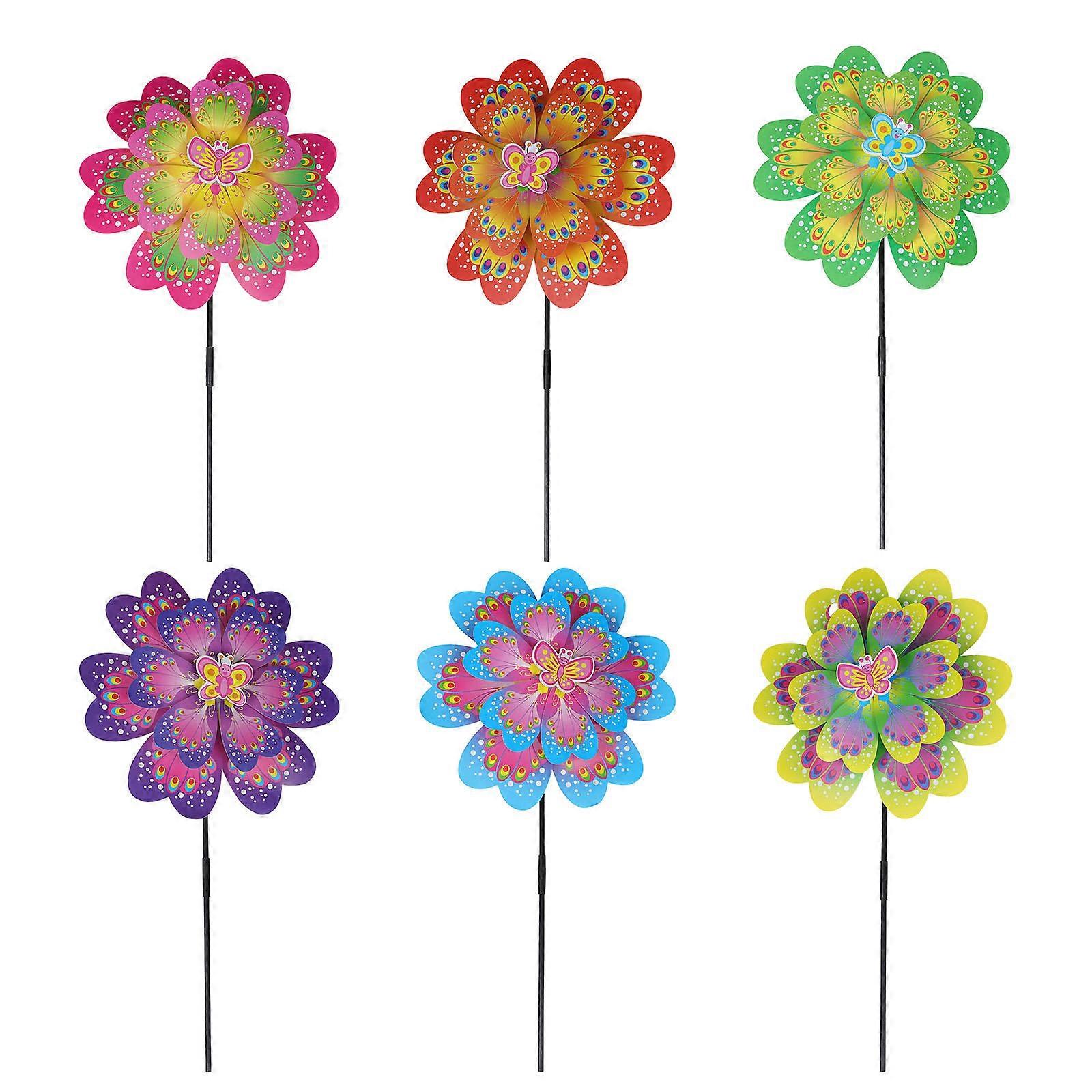 Windmill For Garden Plastic Decorative Pinwheel Toy 70x36x5cm 6Pcs