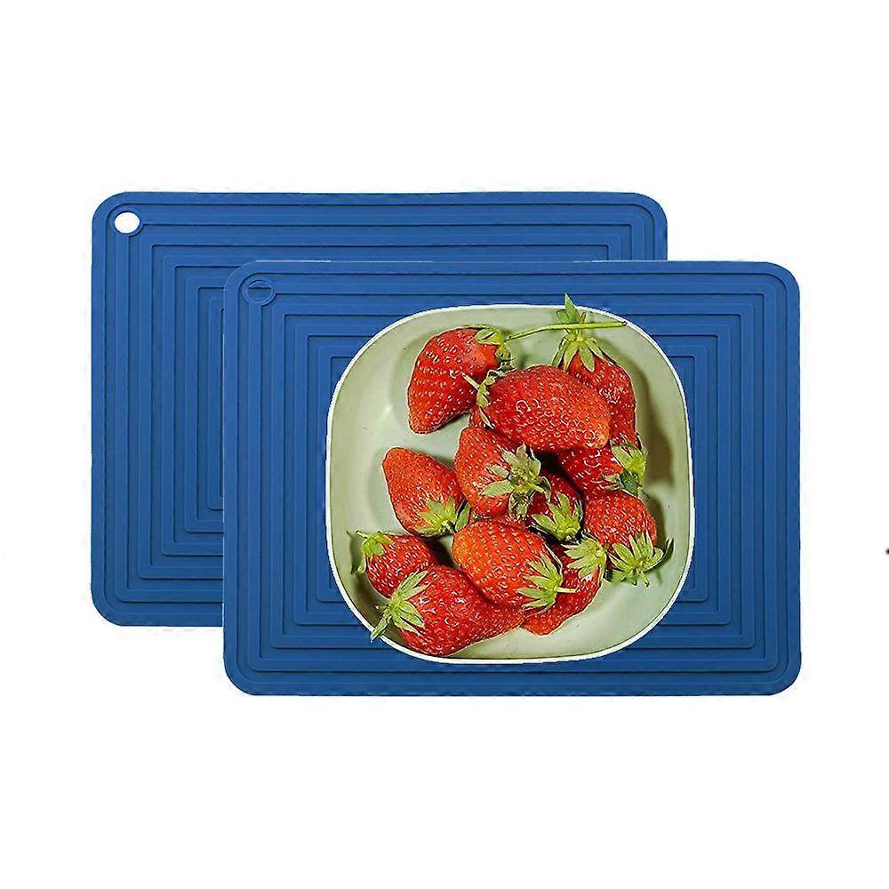 Silicone Pan Pad Square Thickened Heat Insulation Pad For Kitchen Multi-Function Heat Pad-Dark Blue