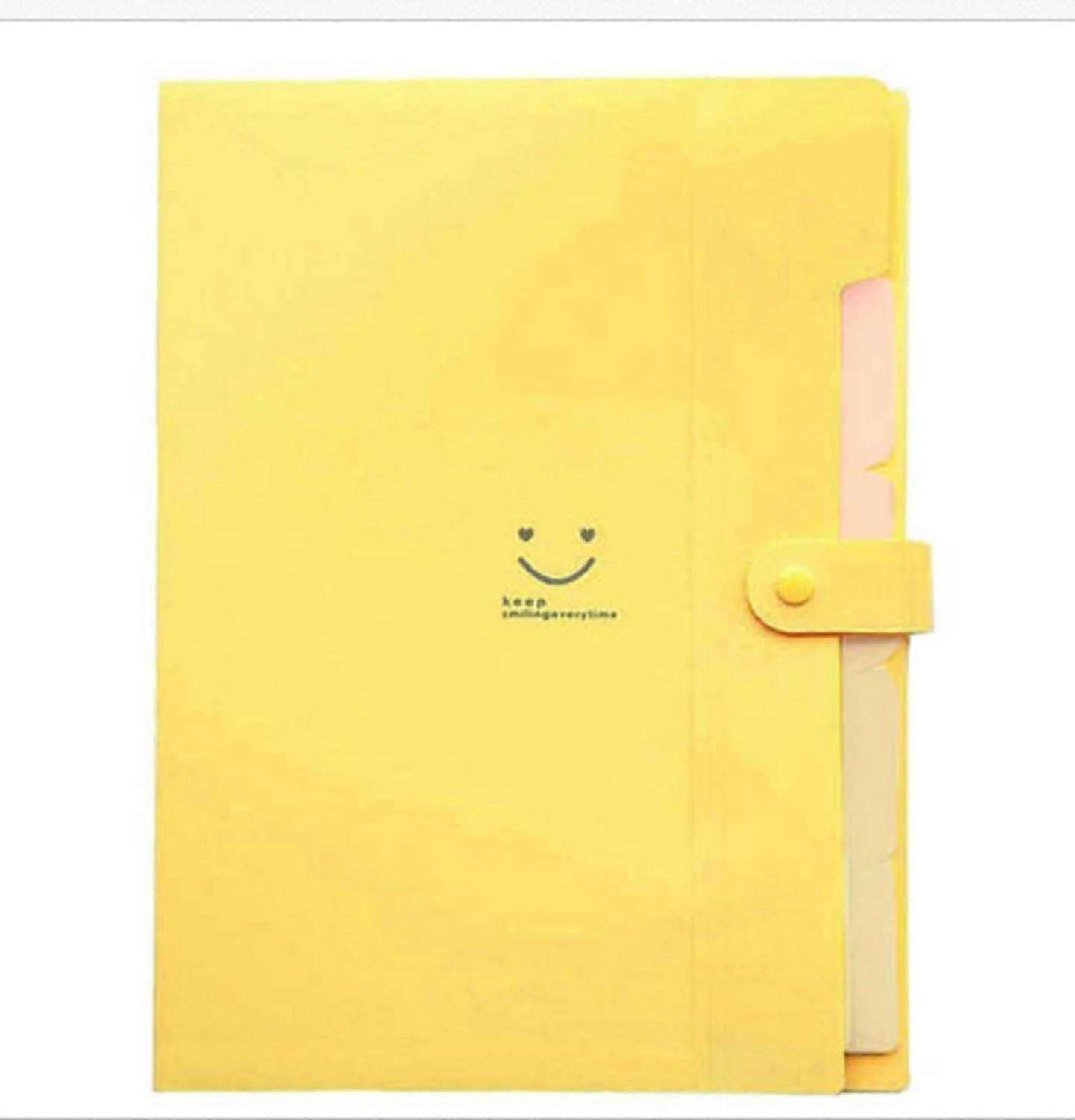 1pc Extension Folder 5 Pockets, Folder A4 Paper Organizer, Organize Extension Folder (yellow)