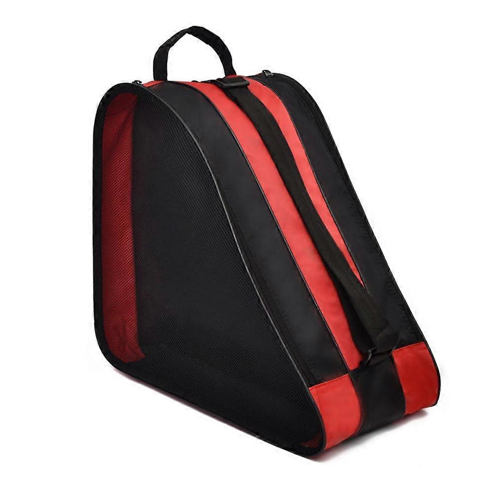 Roller Skate Bag with Wheels for Figure Skating, Large Capacity Red Transport Bag for Kids and Adults with Shoulder Strap