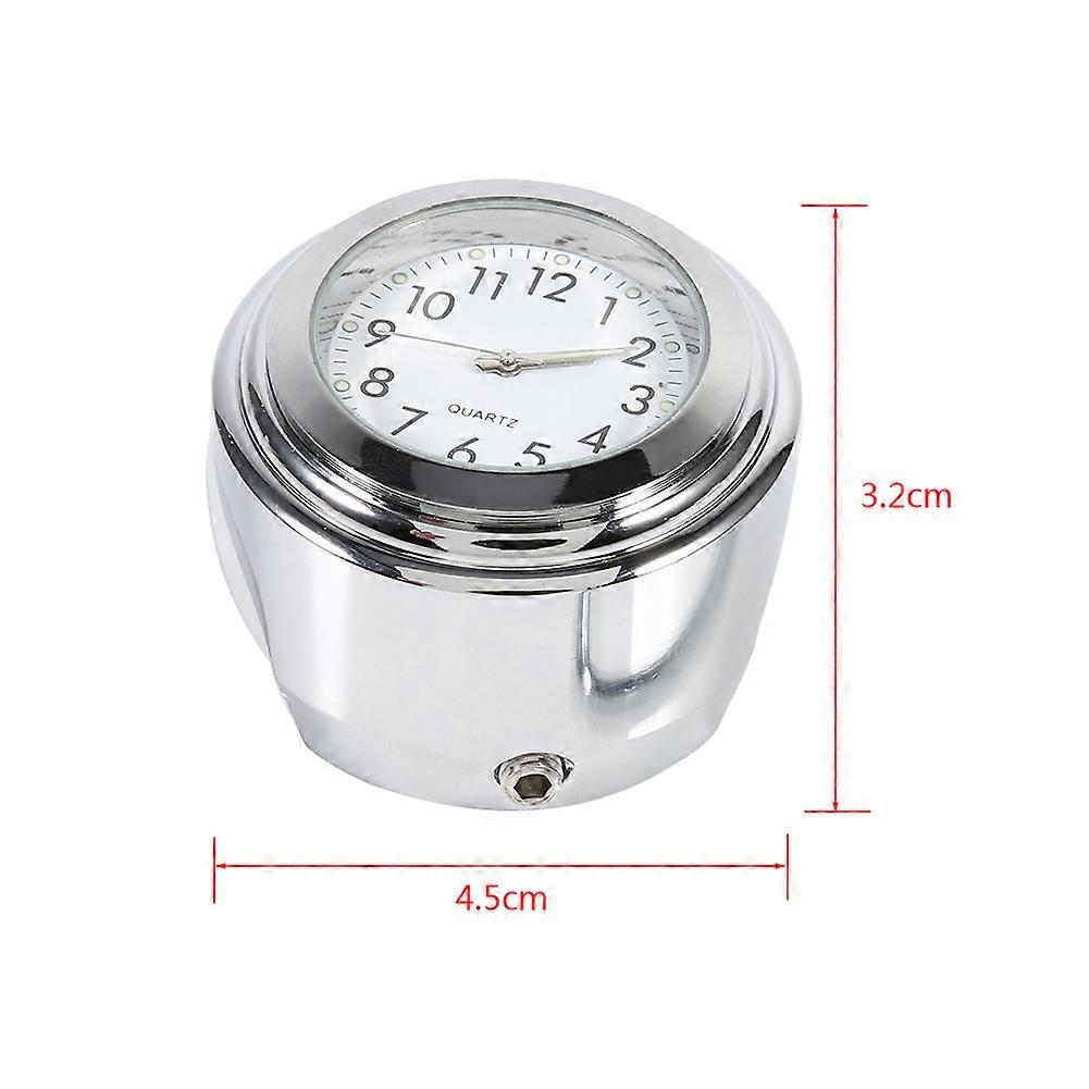 7/8" 1" Motorcycle Handlebar Mount Watch Dial Clock & Thermometer Temp White