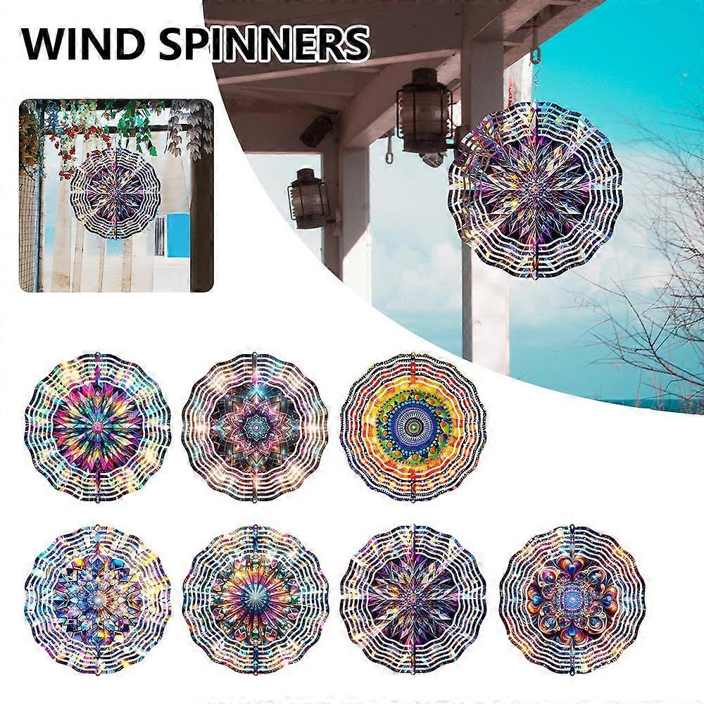 4 (D) $ Rajat ylittävä rautametalli 3D-dynaaminen pyörivä tuulikellon koristelu eläintuuliturbiini tuulimylly riipus