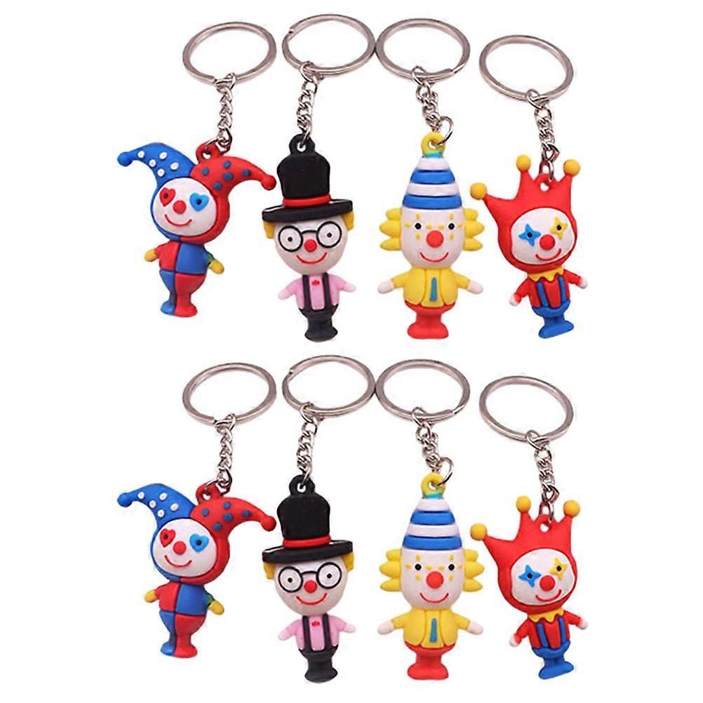 8pcs Adorable Clown Key Rings for Backpacks with Decorative Pendant