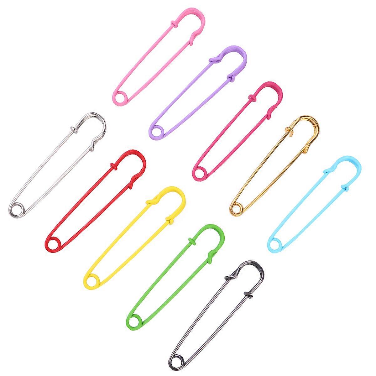 Retro Clothe Safety Pin For Schools Homes Offices Assorted Color 75MM Length 10Pcs
