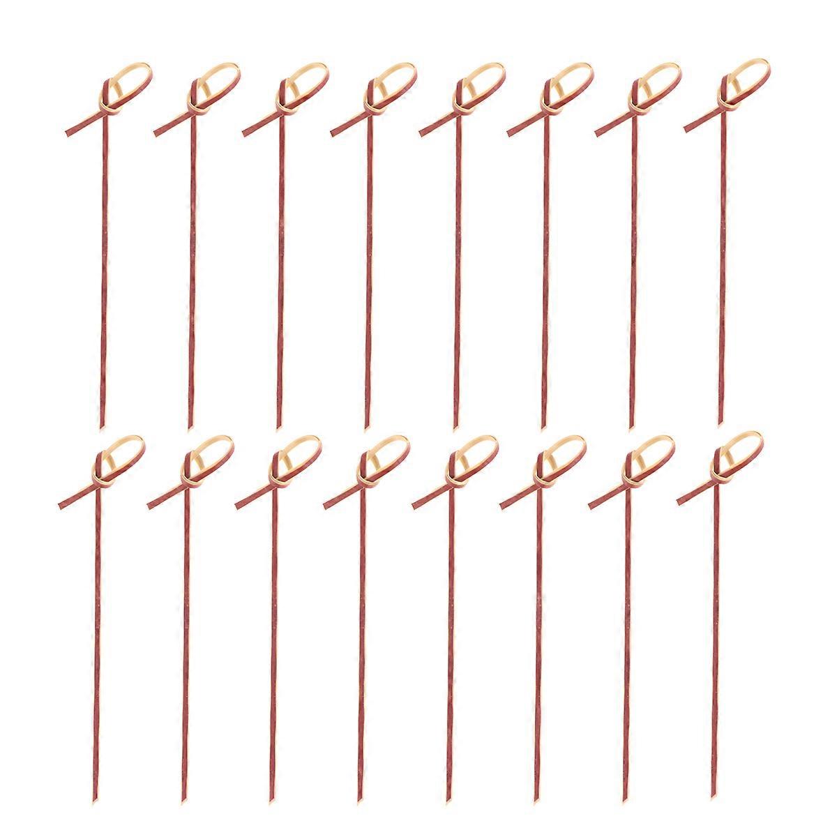 Fondue Skewers Knot Toothpicks Bamboo Material Food Decoration 12X2X3cm Red 200Pcs