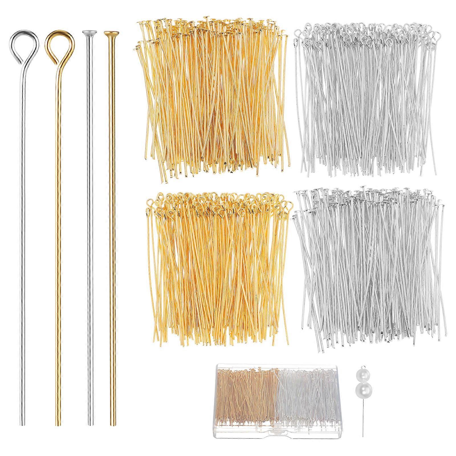 Eye Pins For Bracelets Diy Metal Flat Head And Eye Pins For Jewelry Findings Beading 800Pcs