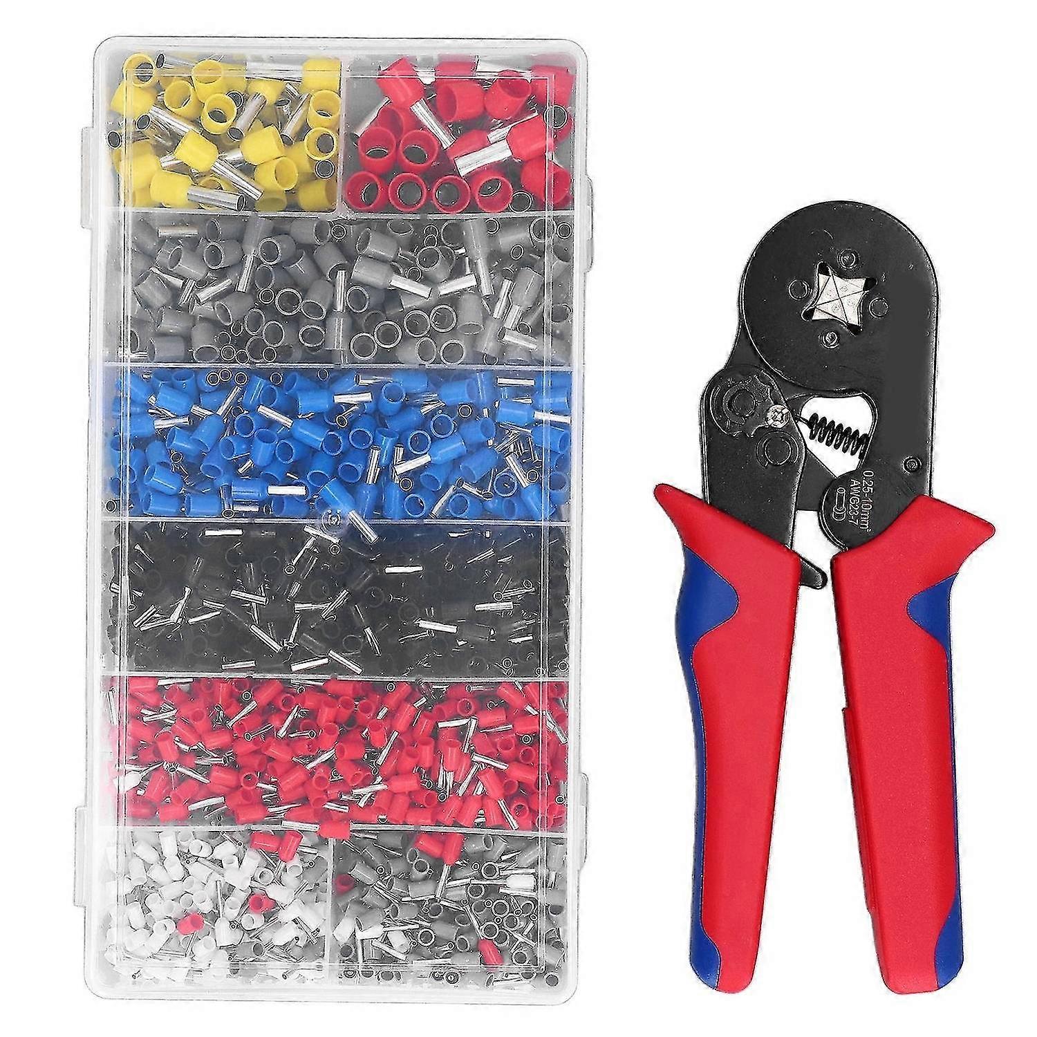 Crimp Pliers Self Adjustable Crimping Tool with 1200pcs Ferrule Terminal for 0.2510mm