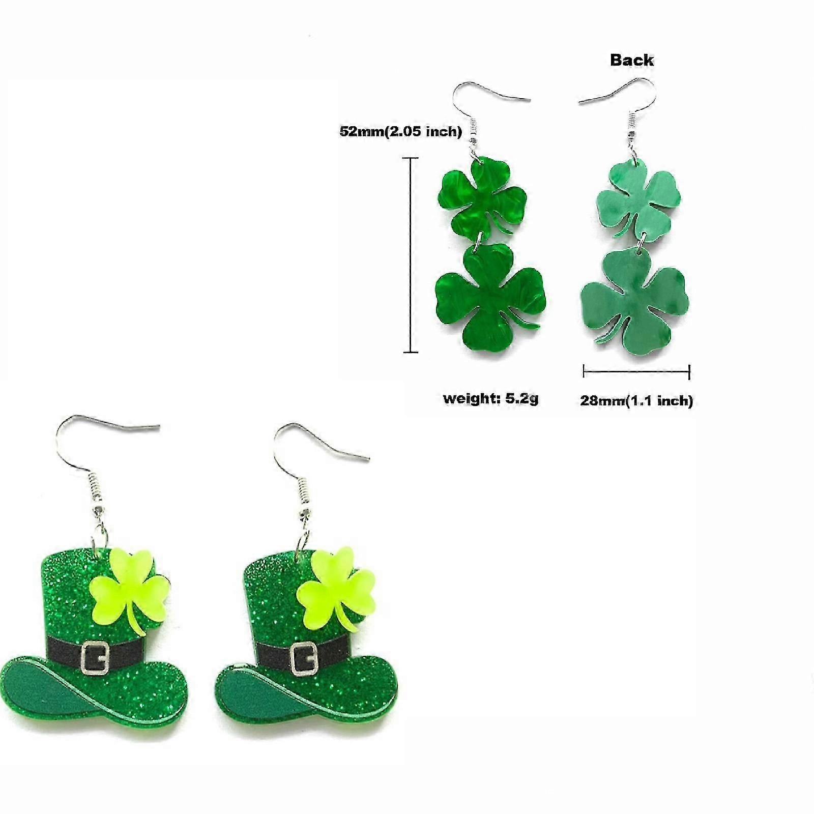 聖パトリックの日のイヤリンググリーンシャムロックイヤリングアイルランドのアクリルクローバーのイヤリング女性のための女の子のジュエリーアクセサリーギフト