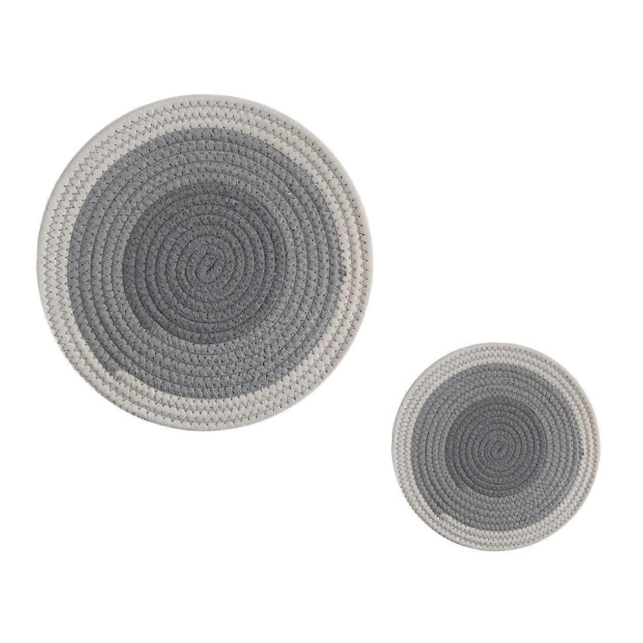 Cotton Thread Insulated Absorbent Table Set Gray/White 18x30 cm for Kitchen Mug