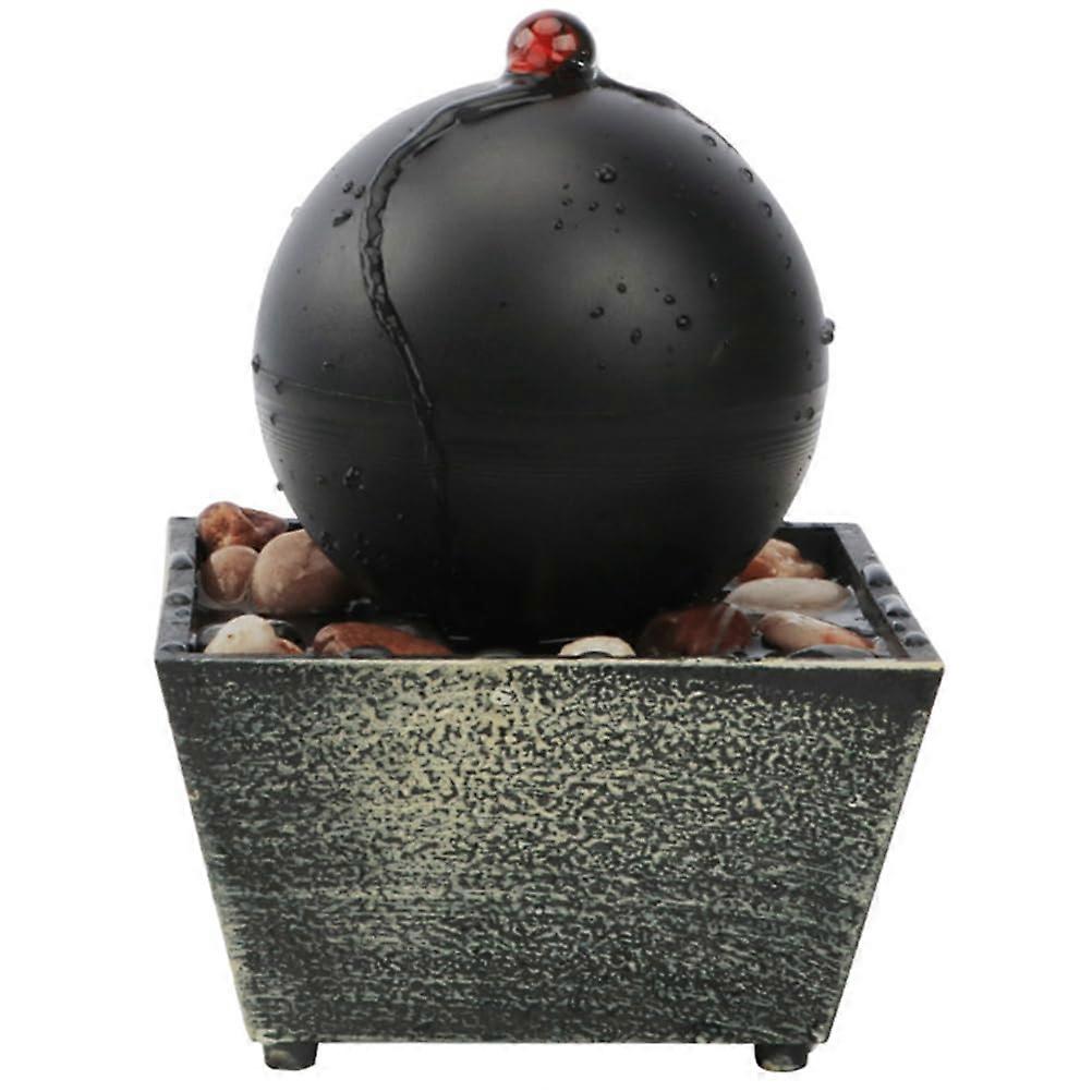 Water Basin Decoration Table Fountain with Floating Artificial Plants, LED Wall Light, USB Operation, Indoor Small Waterfall with Cobblestone