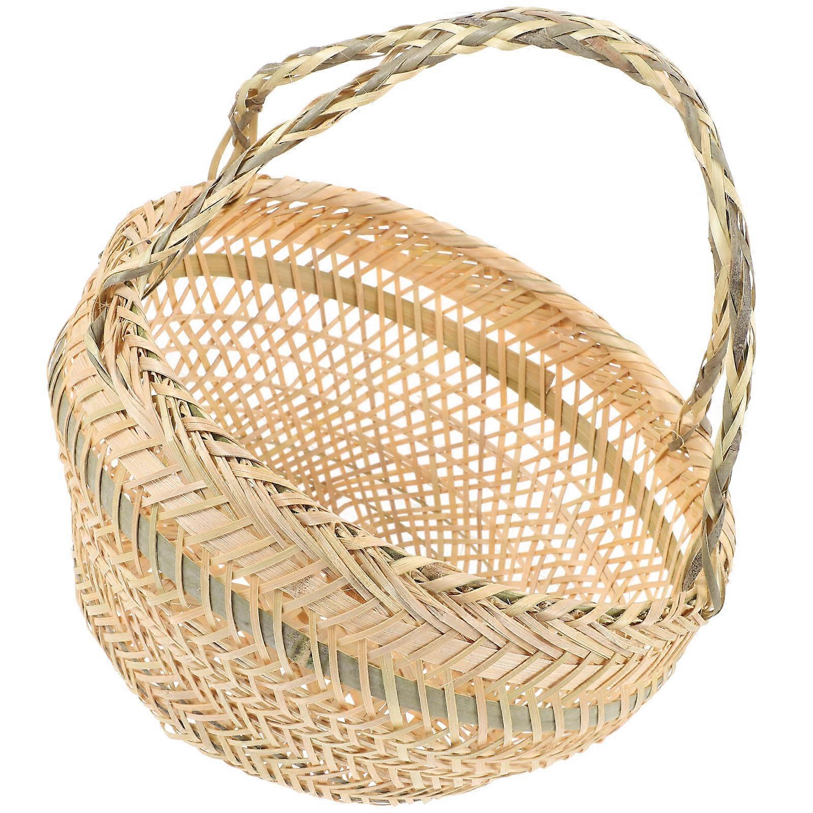 Storage Baskets Hand-Woven Bamboo Creative Storage Holder Vegetable Carrying Multi-Functional Design 1Set