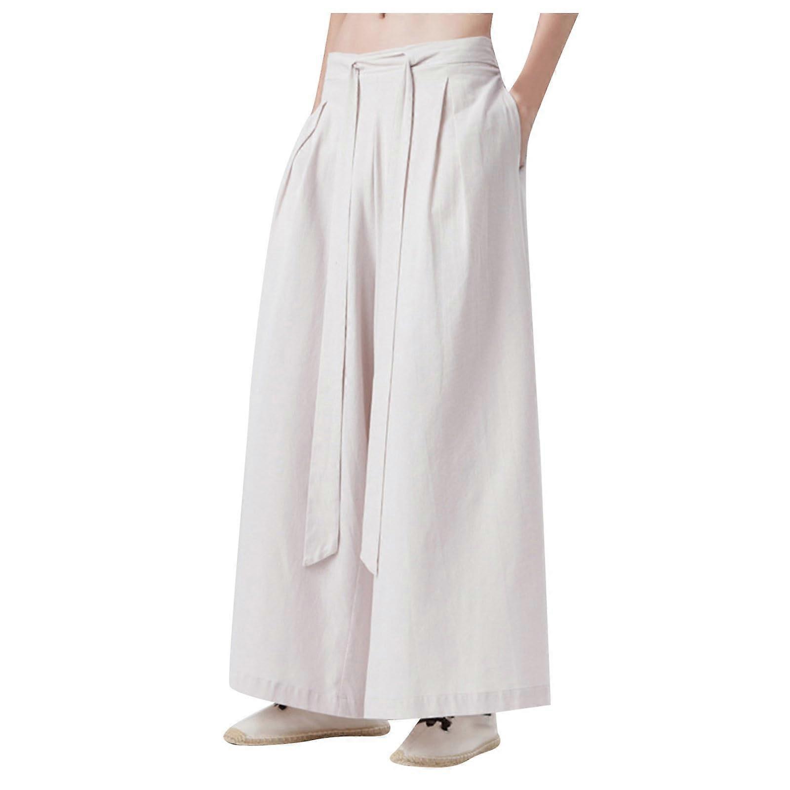 Japanese Style Comfortable Summer Trousers 5 XL White