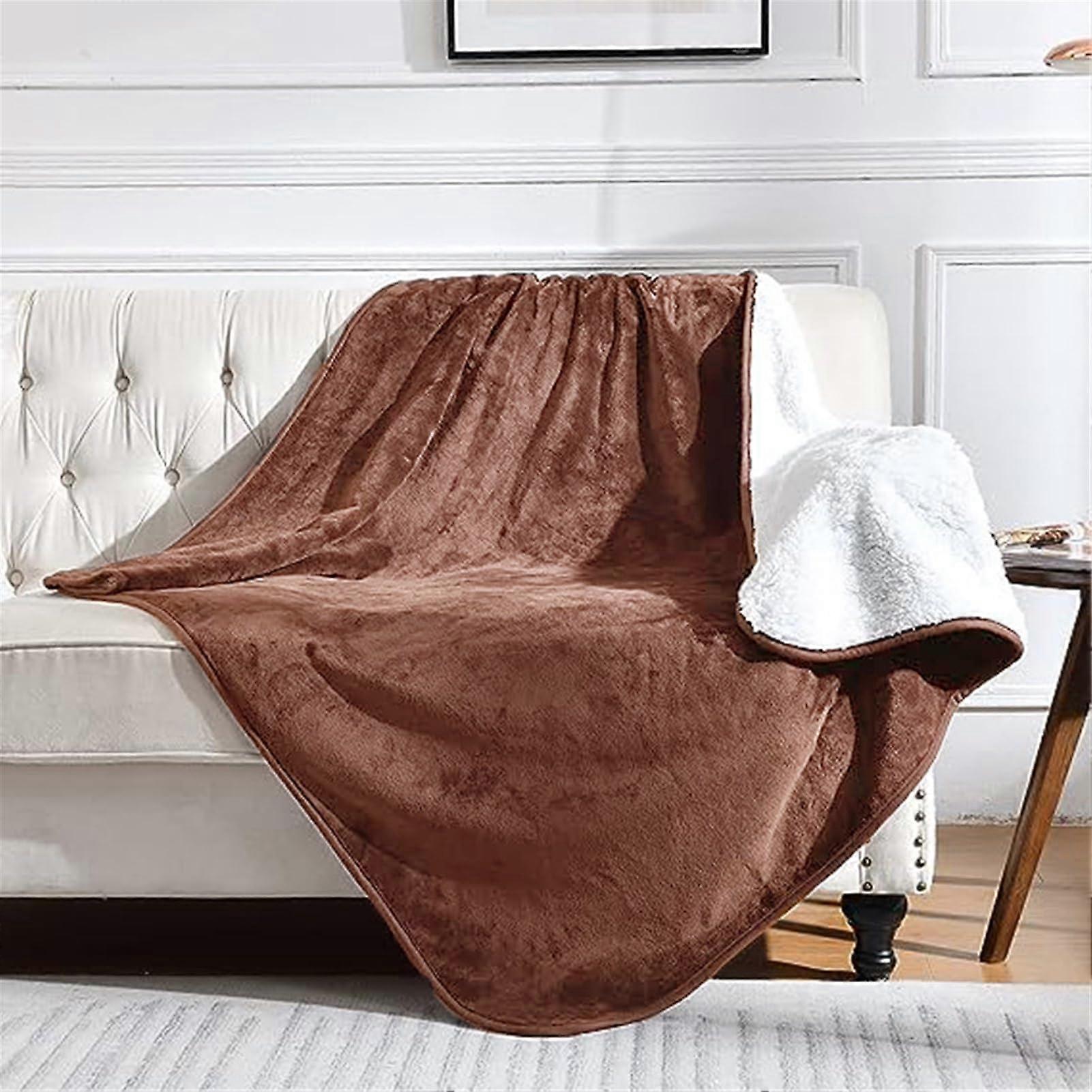 Waterproof reversible pet blanket, warm, soft, washable, for couch, bed, car, khaki, 100x120cm