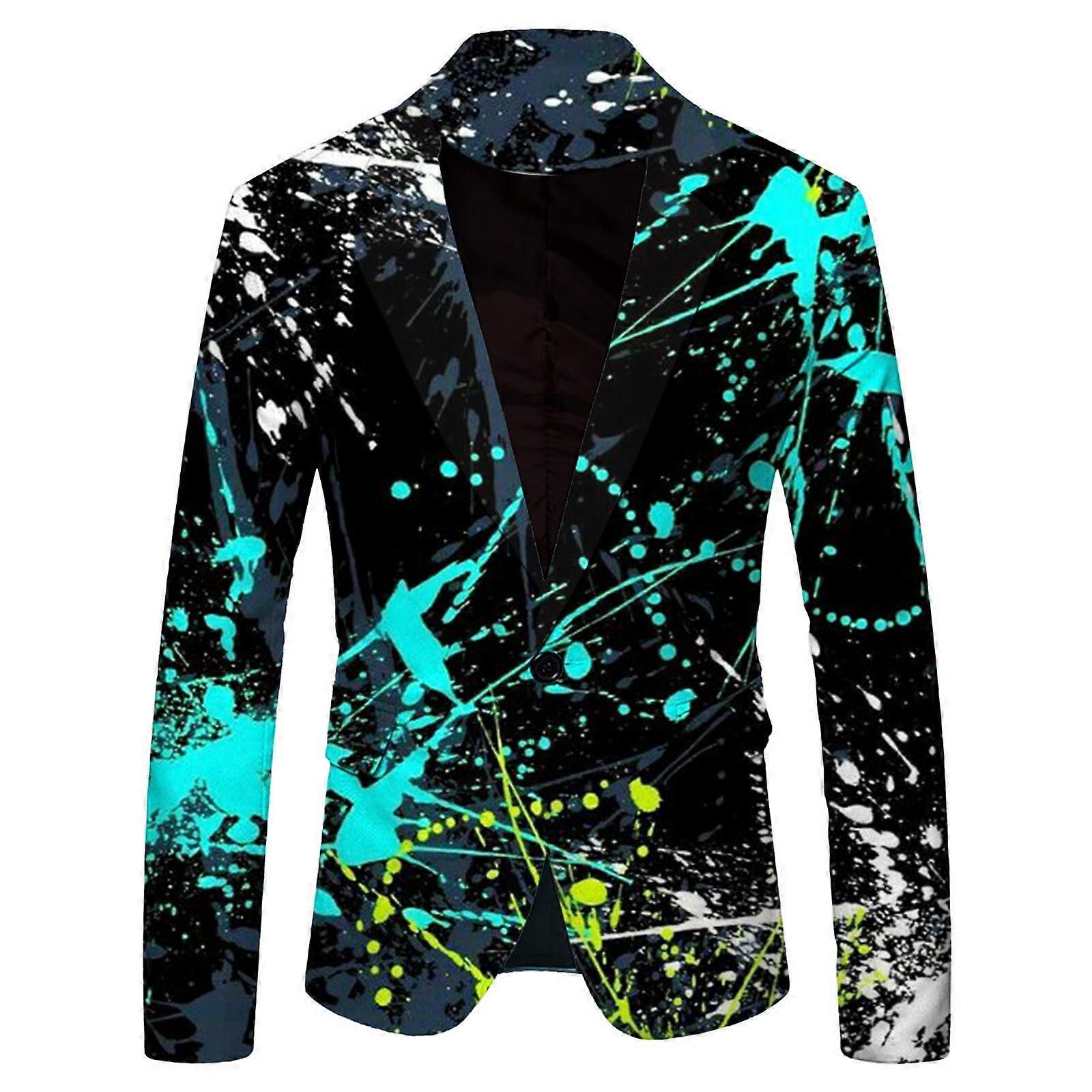 Rainbow Men's Blazer Long Sleeve Colorful Suit Jacket Single
