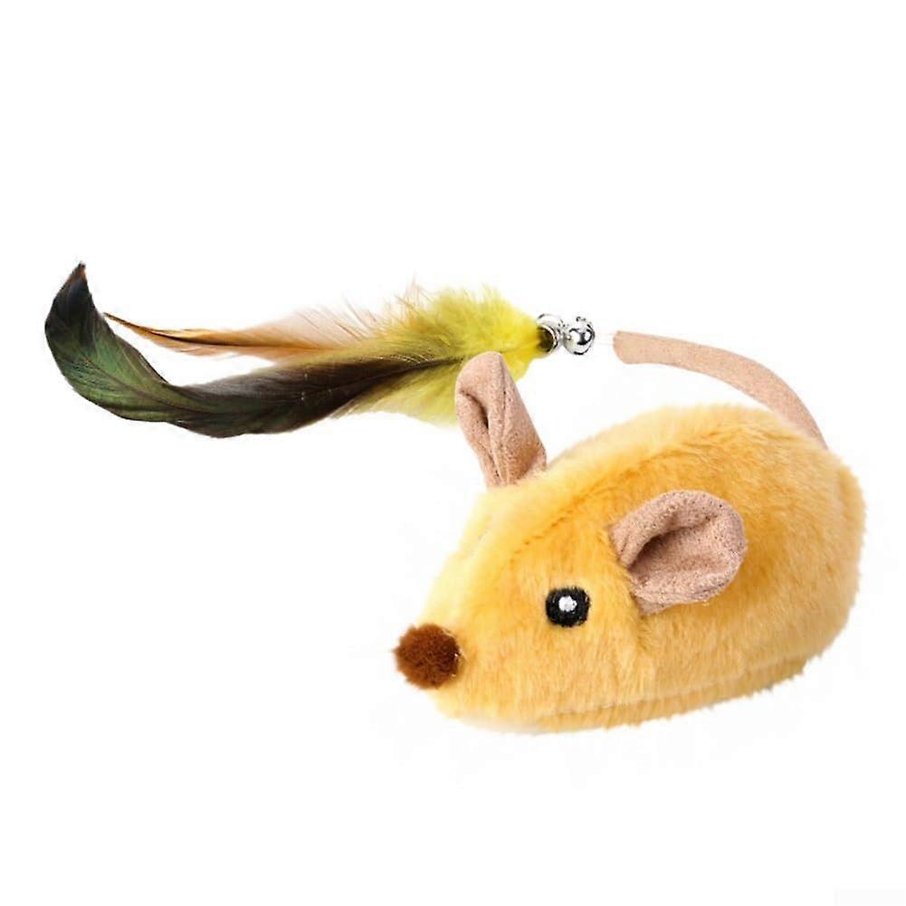 Rechargeable dynamic moving cat toy mouse with sound effects to keep your feline friend entertained (Yellow)