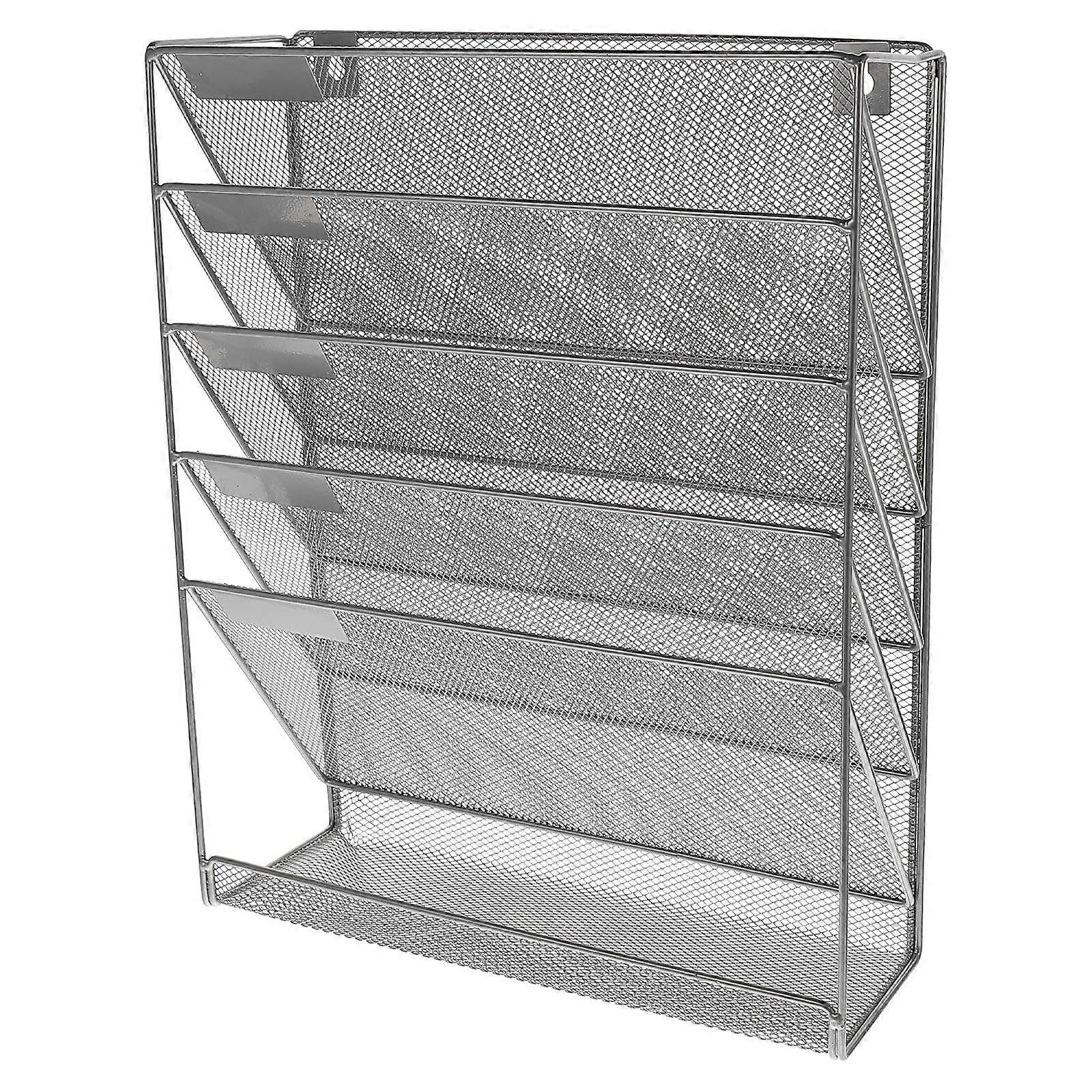 Wall-Mounted Files Storage Rack for Document Organization 1Pcs Silver
