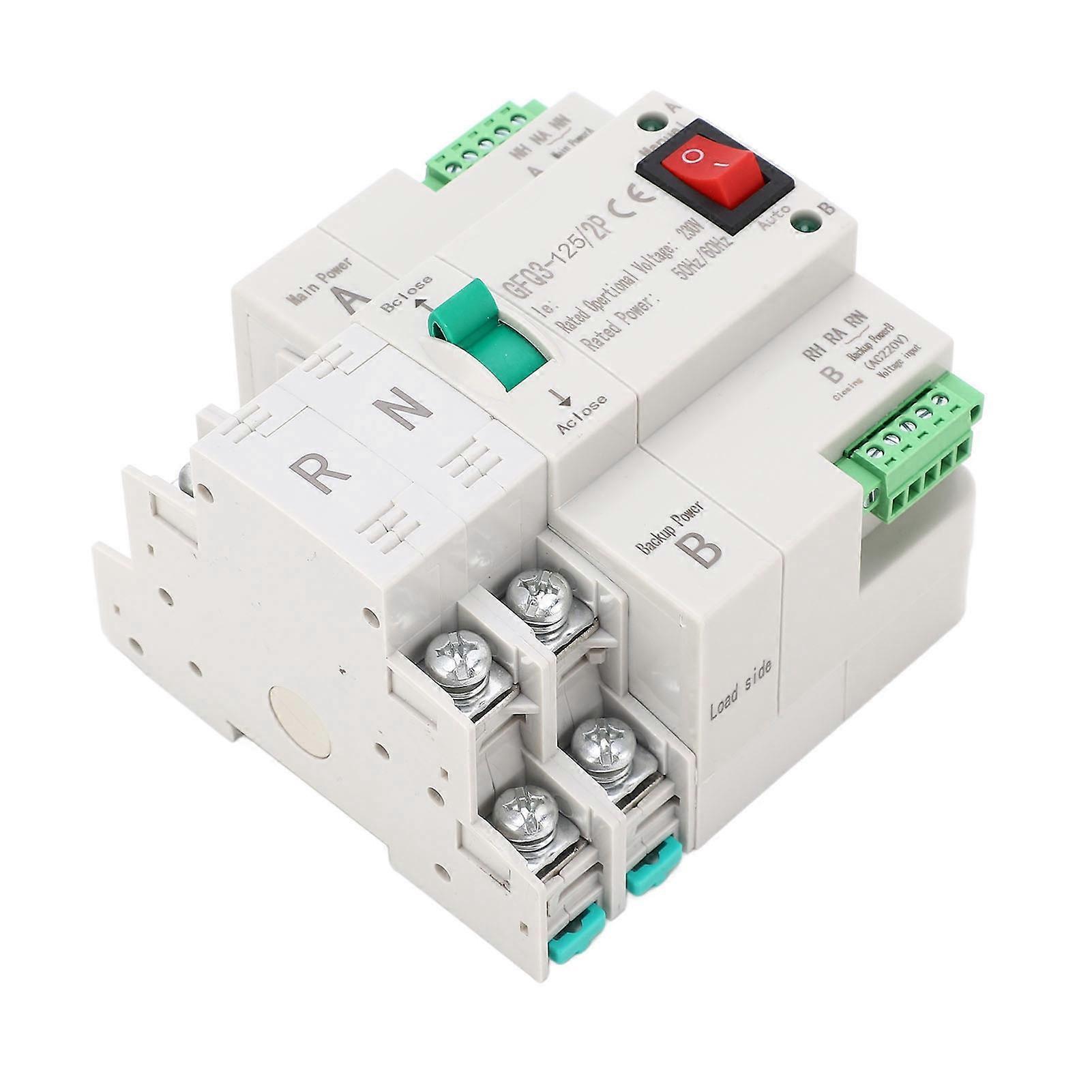 Dobbel strøm automatisk overføringsbryter 2P Rask Bytte PC AC 230V for hjemmefabrikk