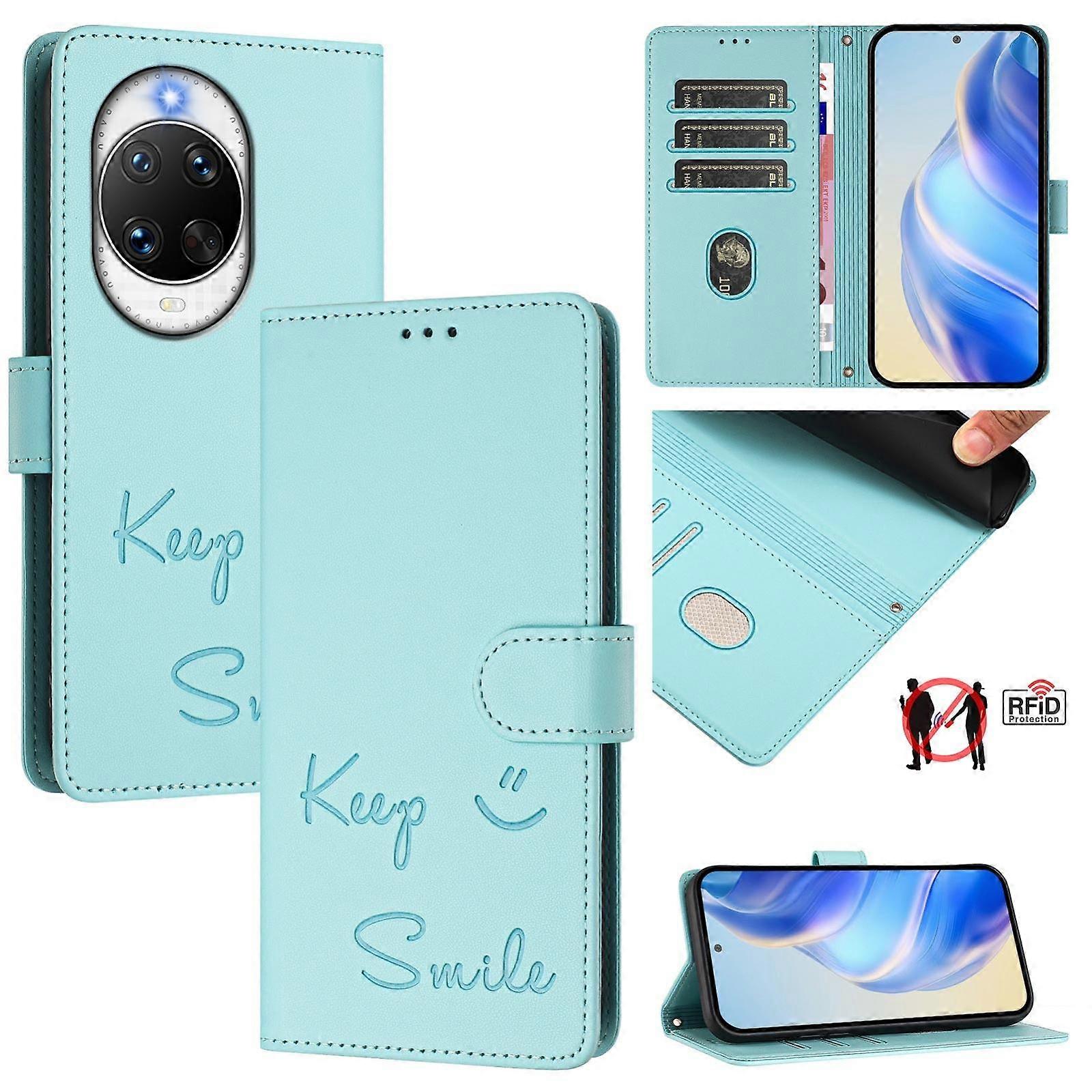 Smile Embossing RFID Leather Phone Case