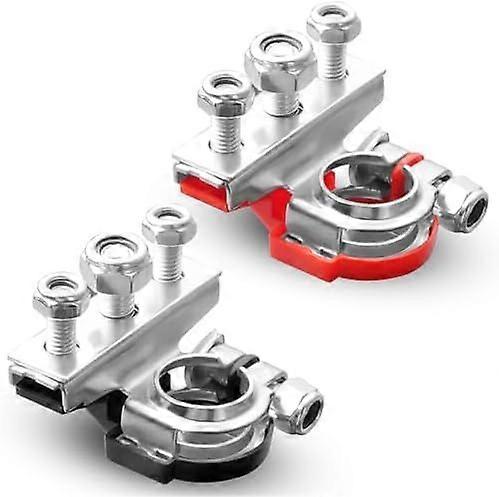Battery Terminals: 3-way battery terminal connector with positive and negative cables. Each battery terminal divides the connection into three outputs