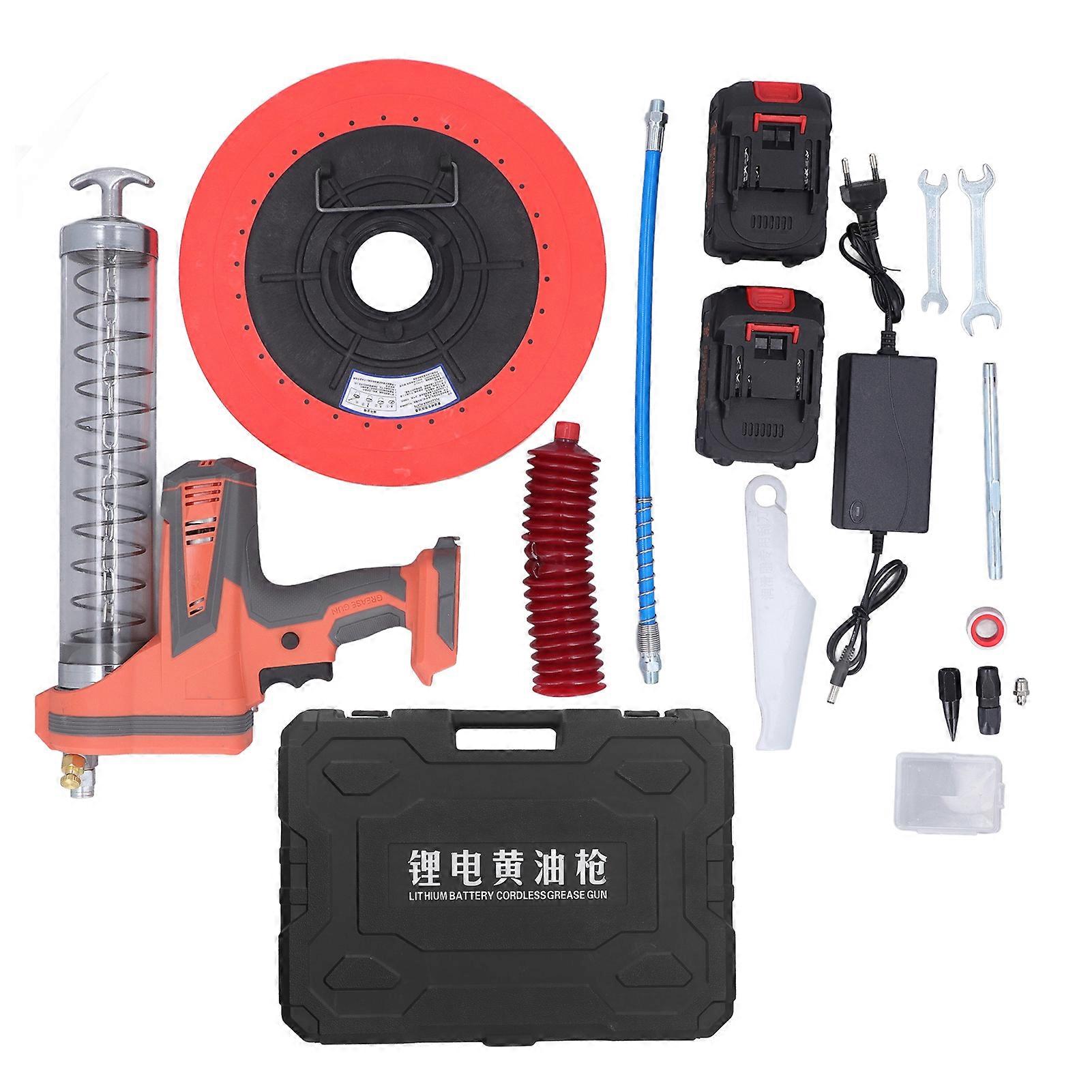Electric Grease Gun 12000PSI 20000RPM Battery Powered Cordless Automatic Grease Gun Kit 100‑240V EU Plug