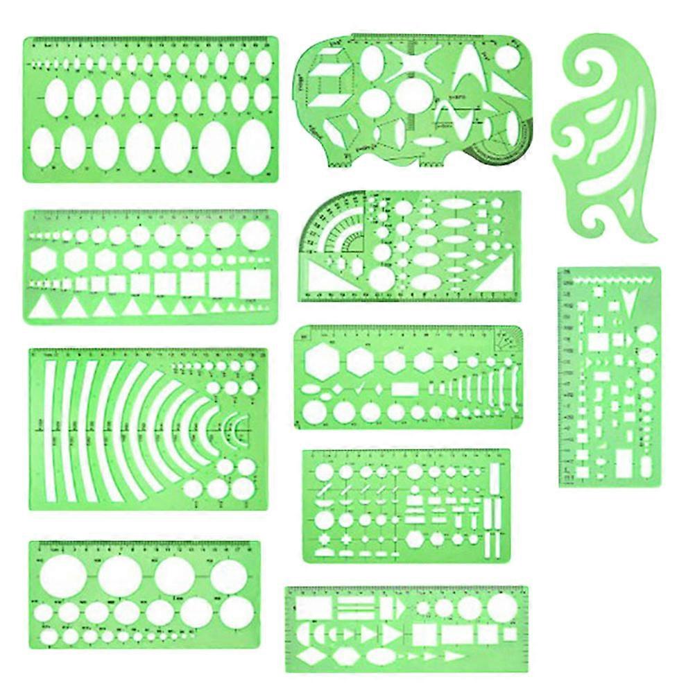 11pcs Measuring Template Stencil Set Geometric Shapes Drawing Tools