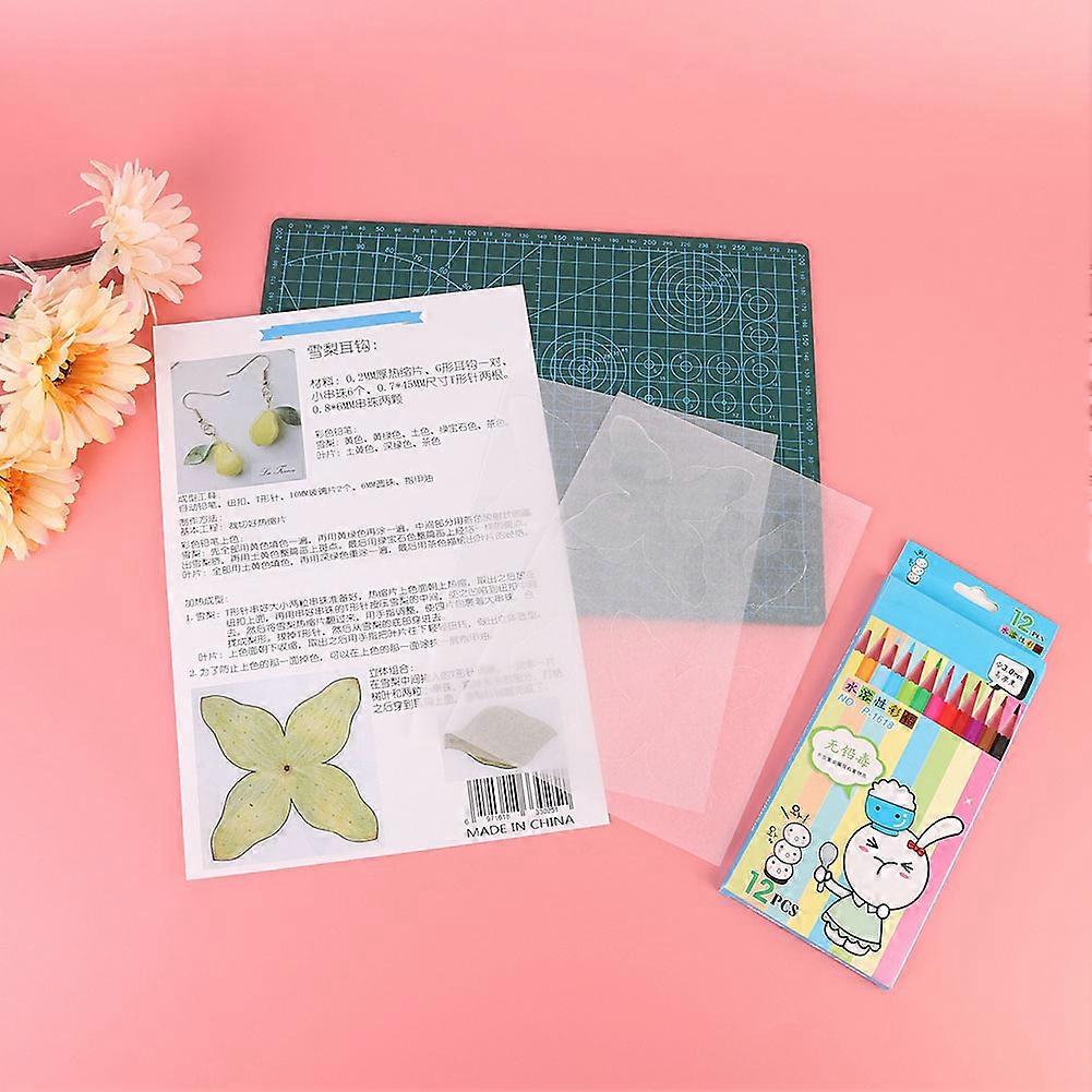 DIY Heat Shrink Sheet Pear Shape with A4 Cutting Board DIY HandMade Earings Craft Accessories