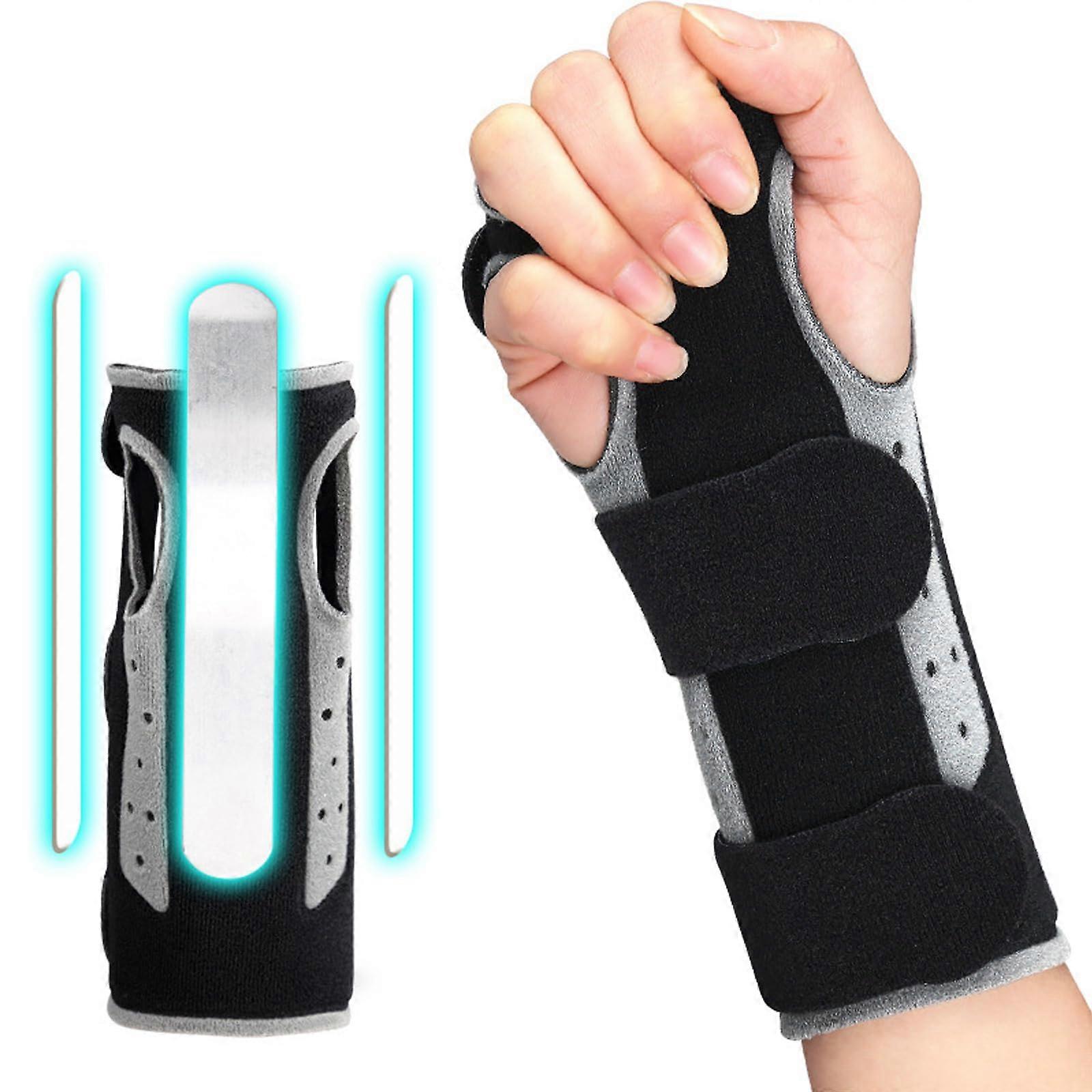 Carpal tunnel syndrome, wrist brace with straps and splint stabilizers, helps with tendonitis, carpal tunnel syndrome, hand.