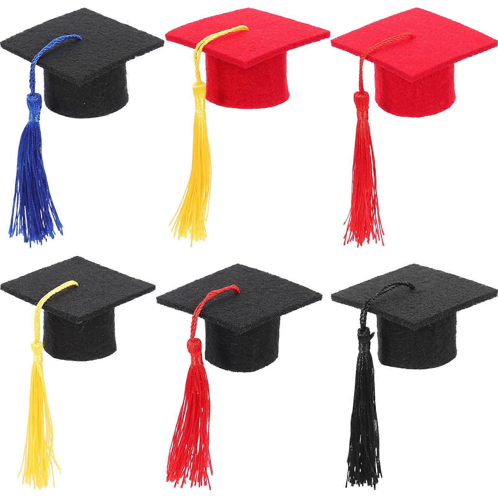 Graduation Hat Toppers with Tassel for Decoration Assorted Color Felt Material Fits Most Bottles