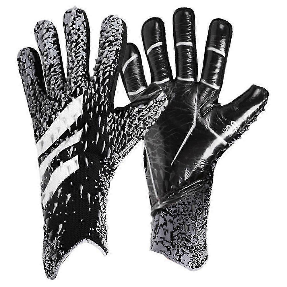 1 Pair Professional Goalkeeper Gloves Striped Pattern Breathable 3D Mesh Sports MittensBlack Size 7