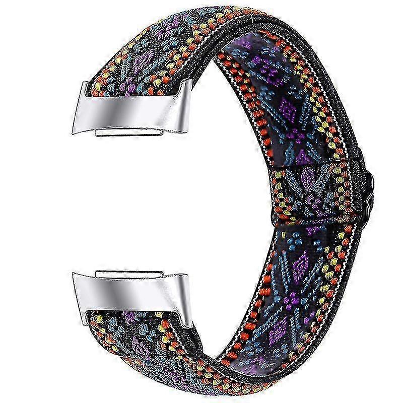 Braided nylon band for Fitbit Charge 6/5 - Adjustable elastic watch strap