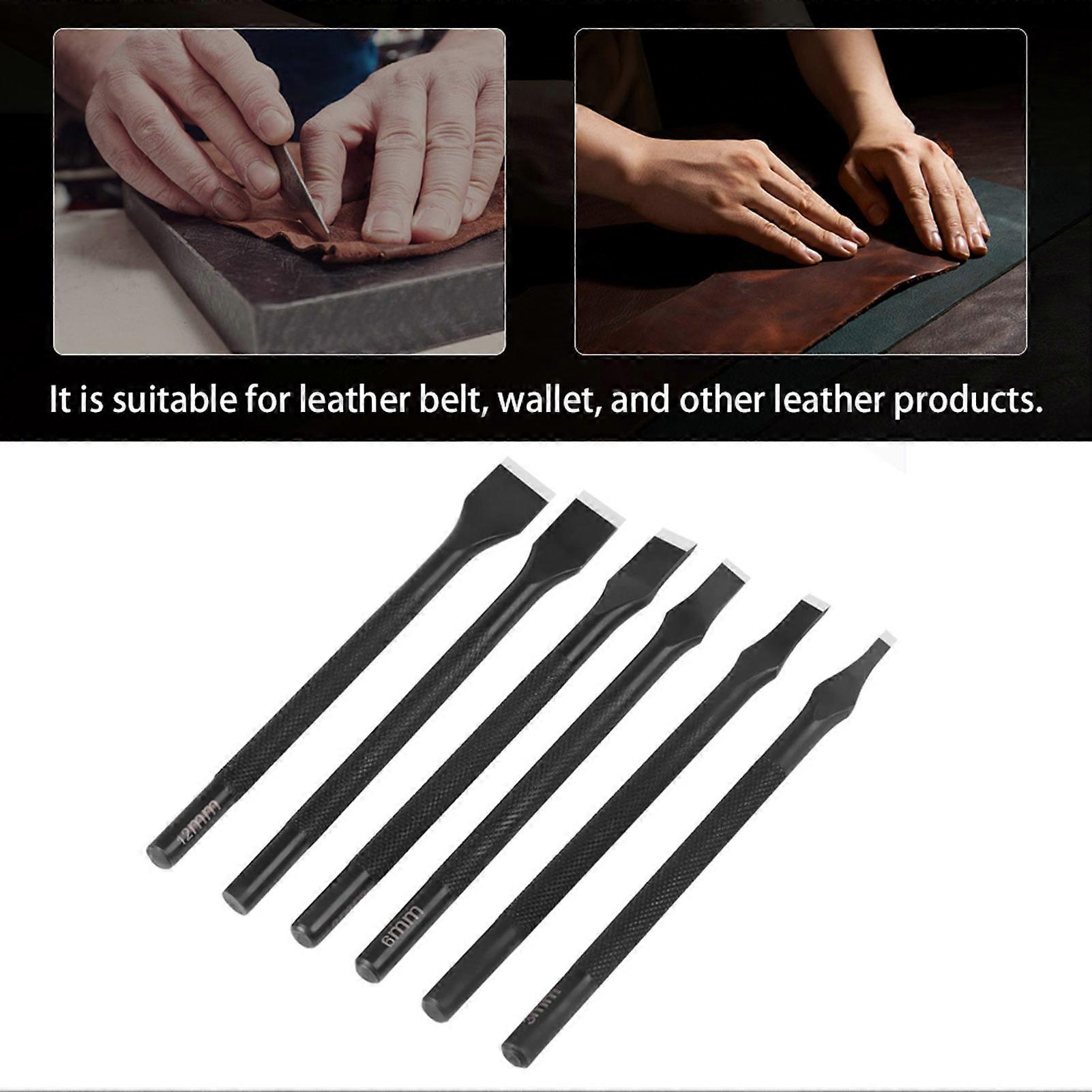 Japanese Black Slotted Straight Flat Tip Punch Cut Leather Craft DIY Tool