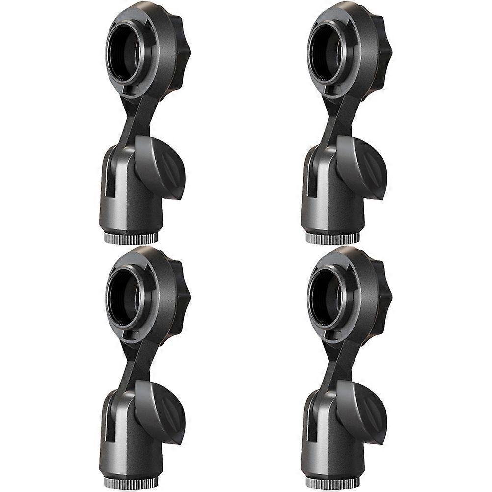 Adjustable Mic Clamp 4Set Microphone Clip Standard Thread Circular Shape Black Color For Meetings Lectures Presentations