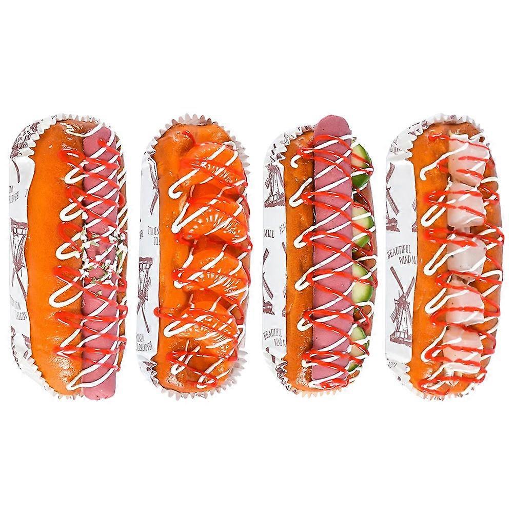 Lifelike Bread Model 4Pcs Showcase Model For Kitchen Decoration Birthday Party Christmas Use Rectangular PU Material