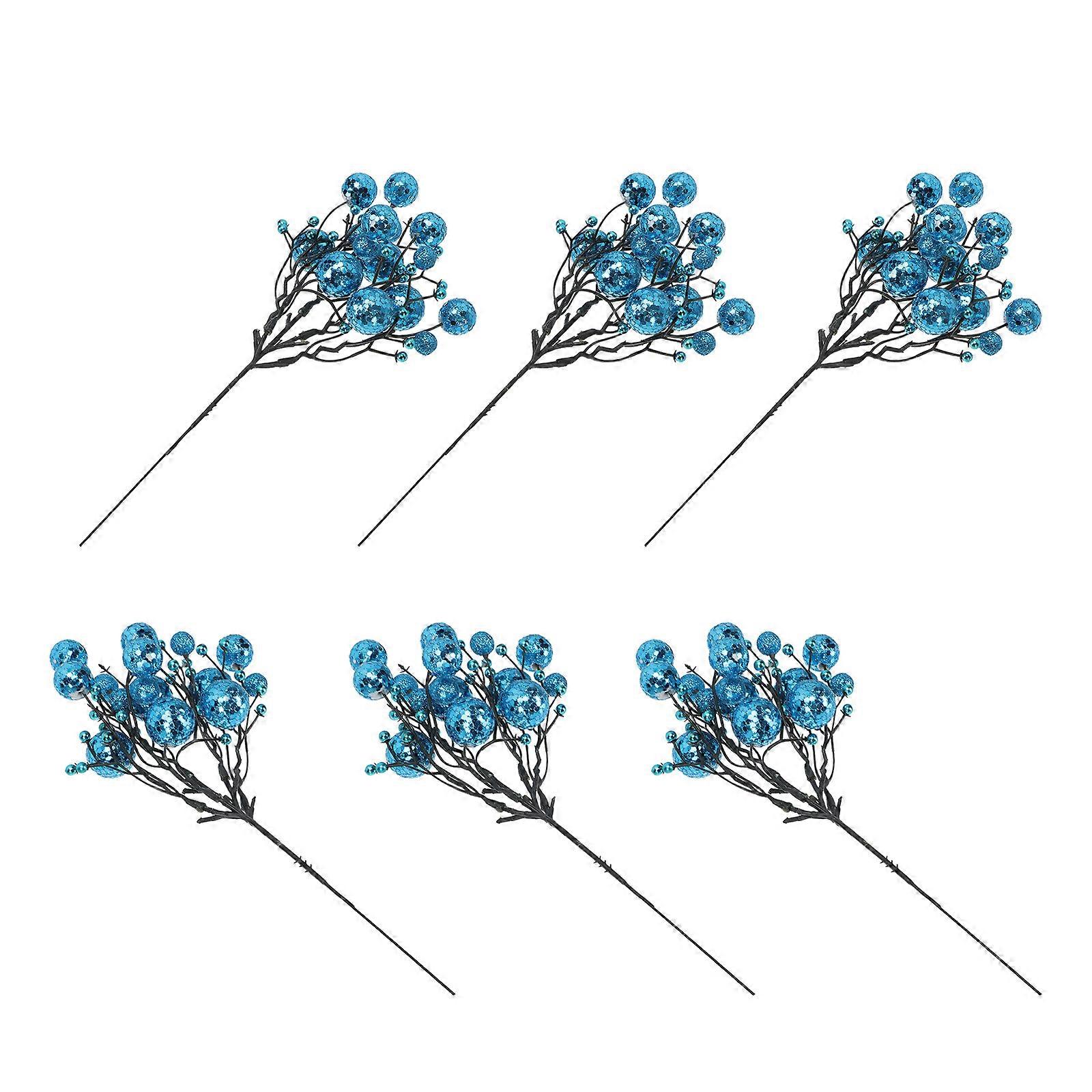 6Pcs Artificial Xmas Berry Branches with Plant Cuttings Design Ornament