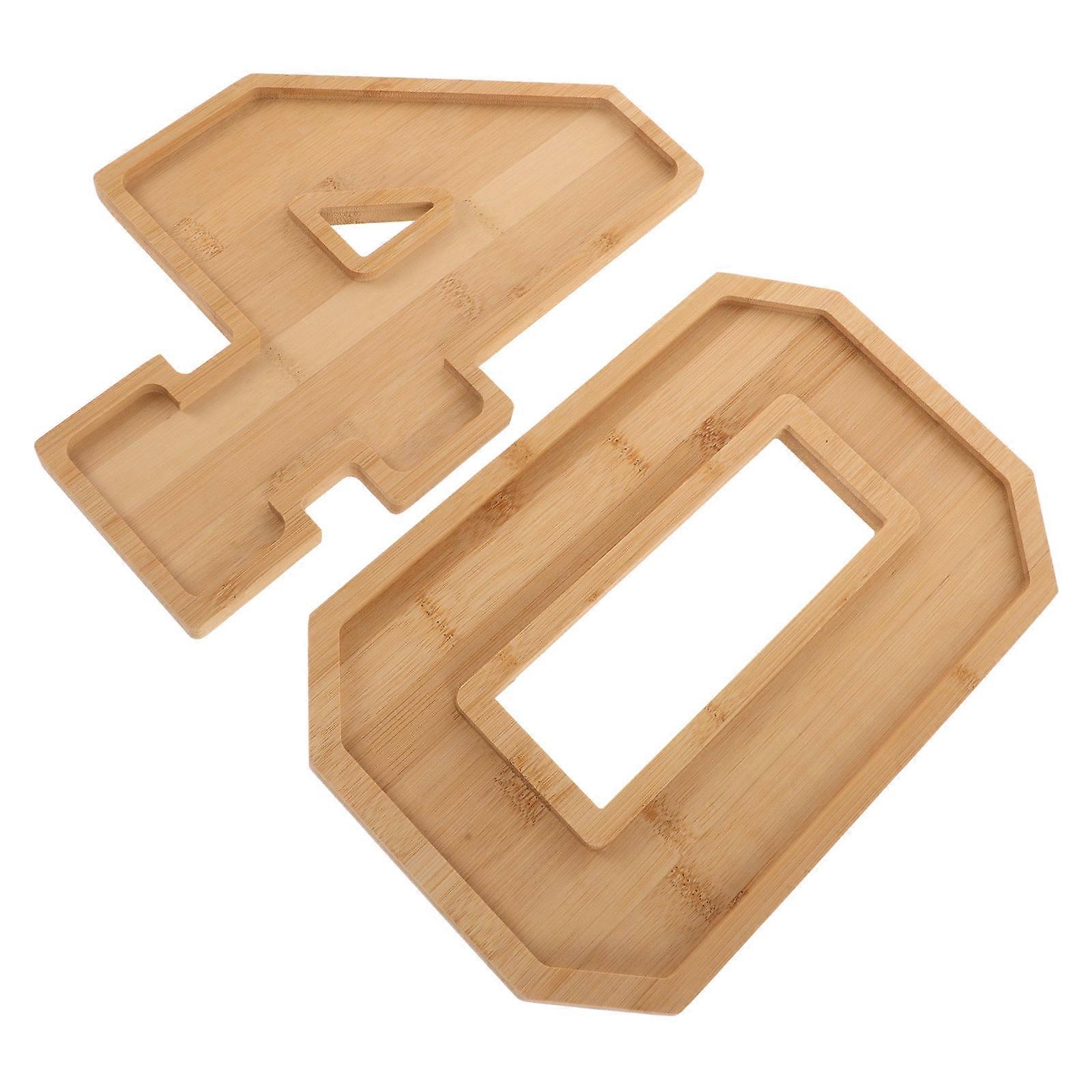 Wood Serving Tray for Storage Use Khaki Color Crafted from Wood with Large Capacity Design Number 40 Shape