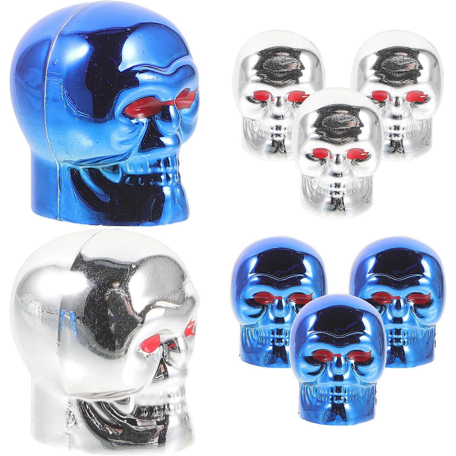 Car Tire Cap 8Pcs Dirtproof ABS Skull Shape Accessory For Car Enthusiasts Vehicle Tire Decoration