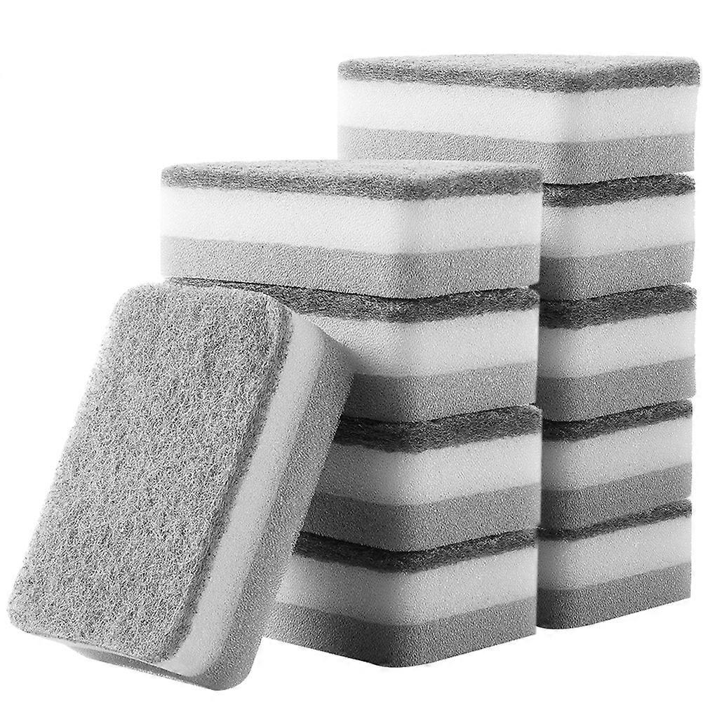 Durable Kitchen Cleaning Sponge for Pans and Dishes Grey Set of 10 Pieces