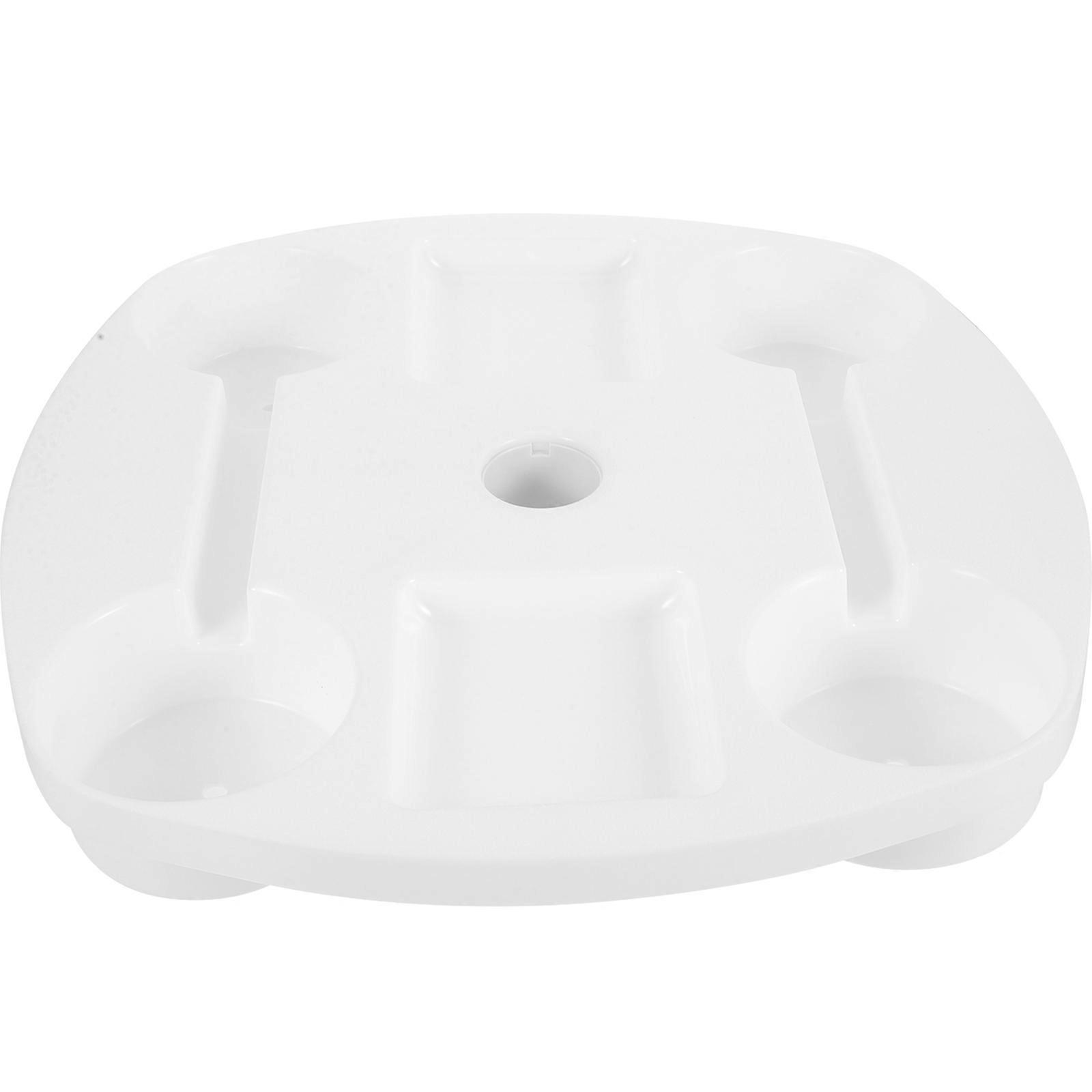 Plastic Umbrella Table Tray with Cup Holders for Beach Patio Storage White 10.5 Inches