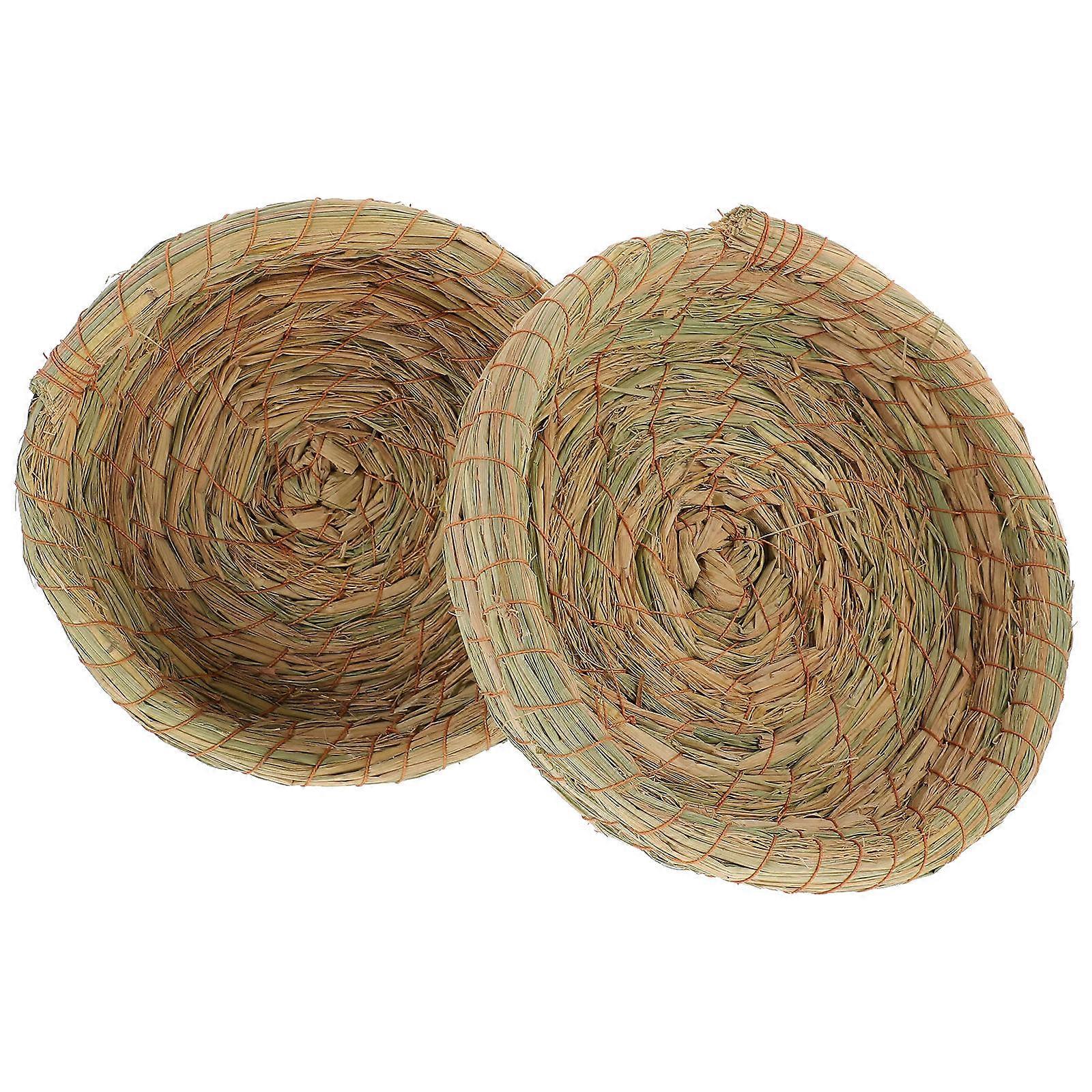 Small Animal Bed Handwoven Nest Ideal For Pet Owners Features Cozy Comfortable Resting Green 2Pcs