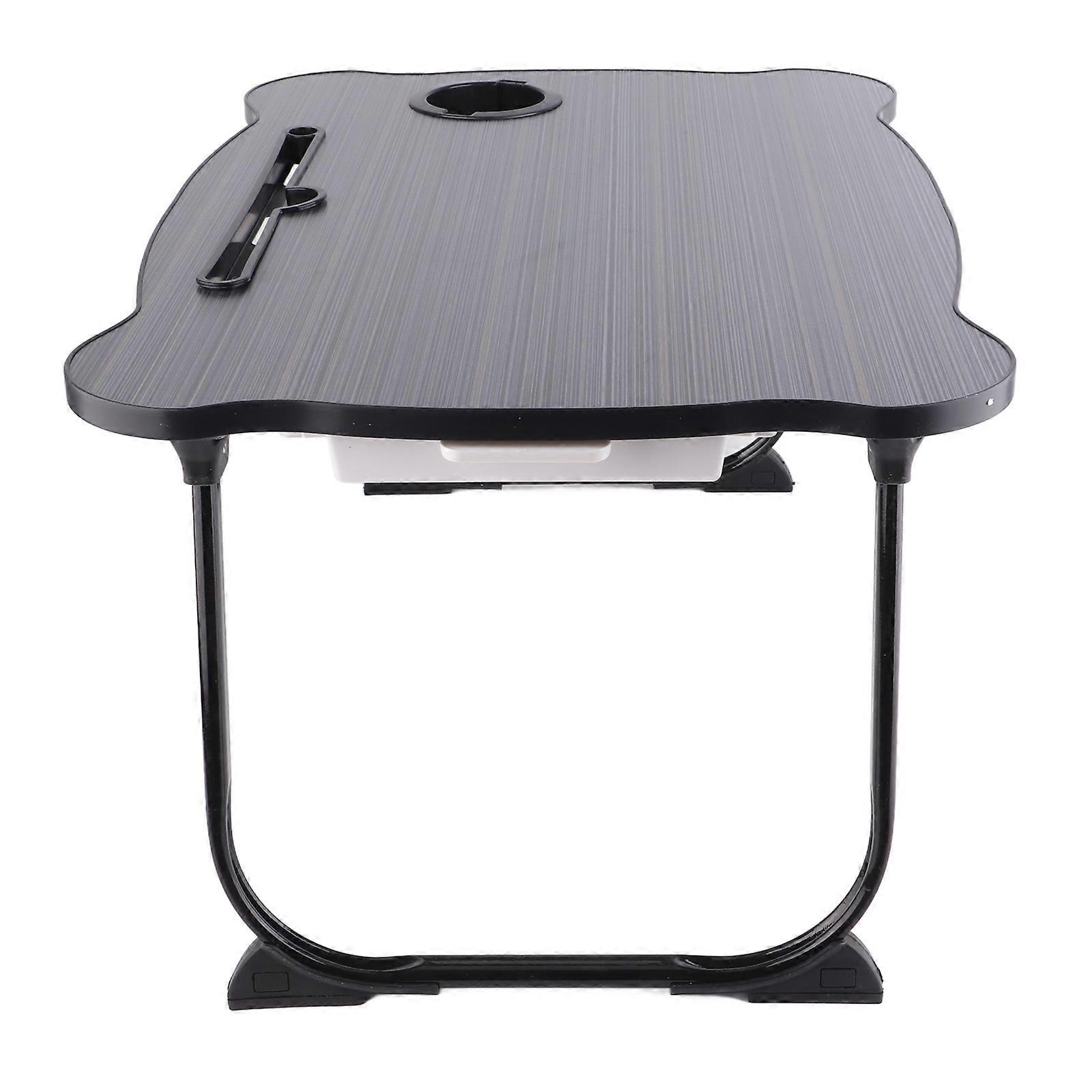 Bed Folding Table Portable Cute Breakfast Tray Lap Standing Notebook Desk for Home Dormitory Black Gold Bear 60x40x28cm/23.6x15.7x11in