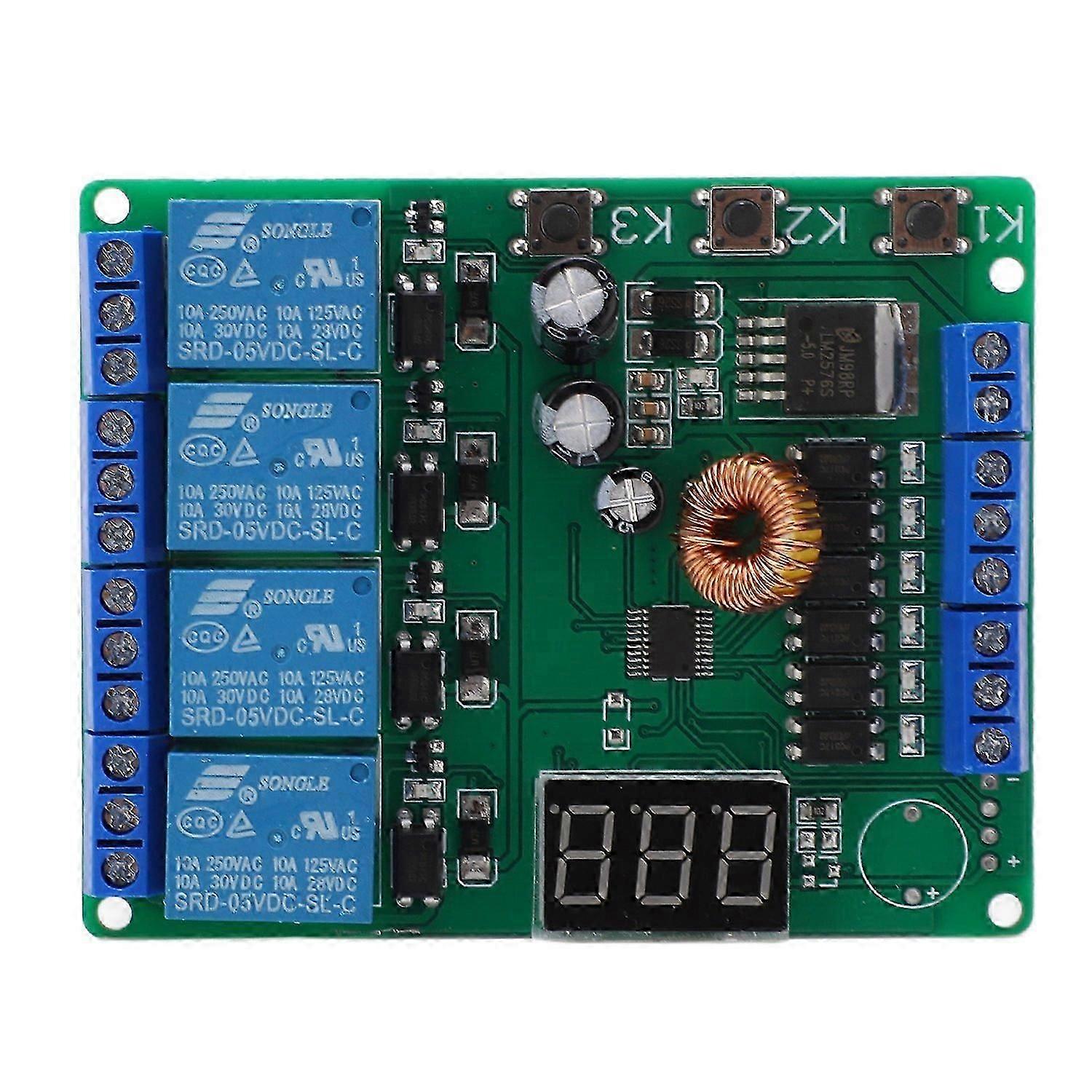 4 Way Relay Module Programmable Reversible Relay Control Module with Digital Display for Circuit
