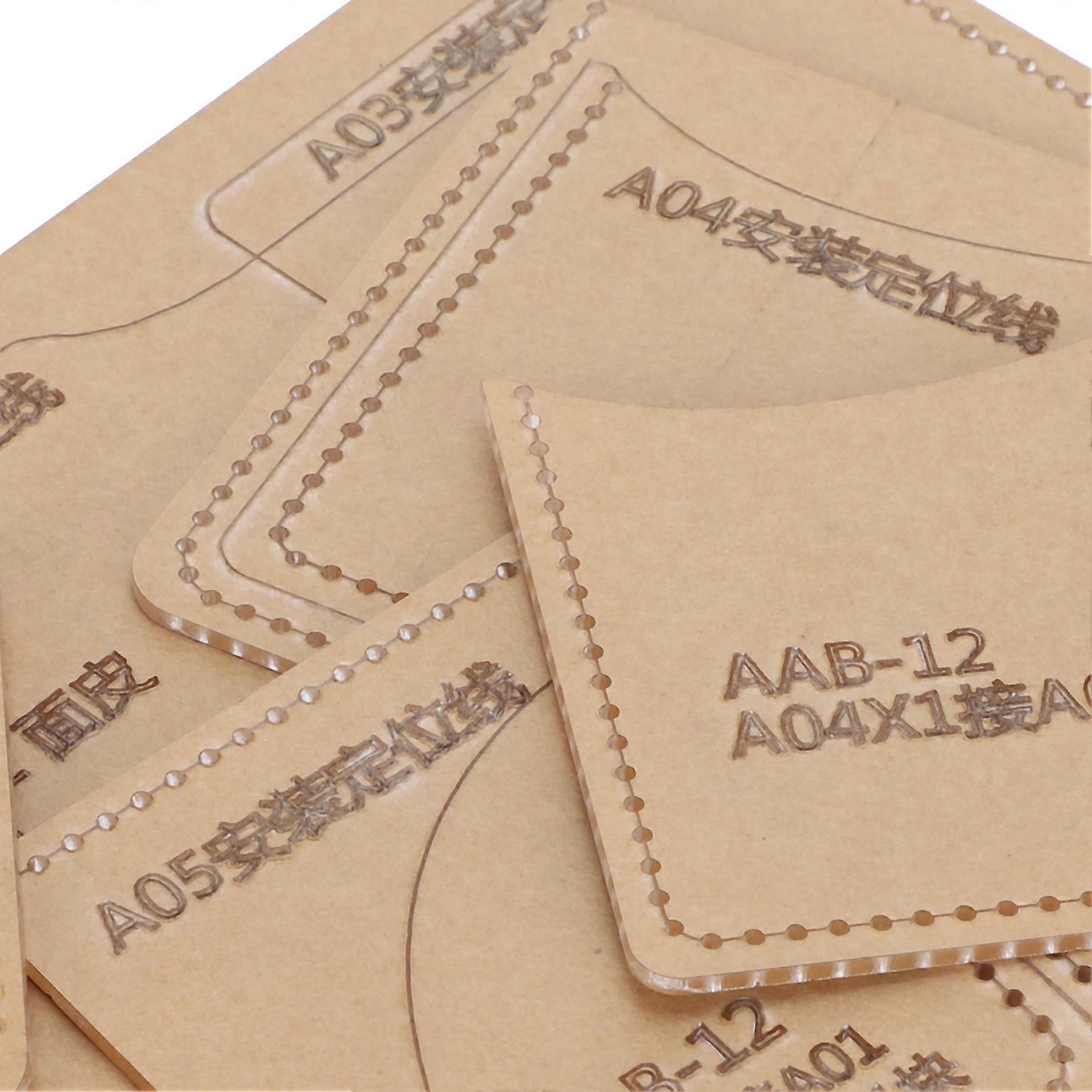 5Pcs Acrylic Template DIY HandMade Short Wallet Leather Pattern Mold Craft Tools