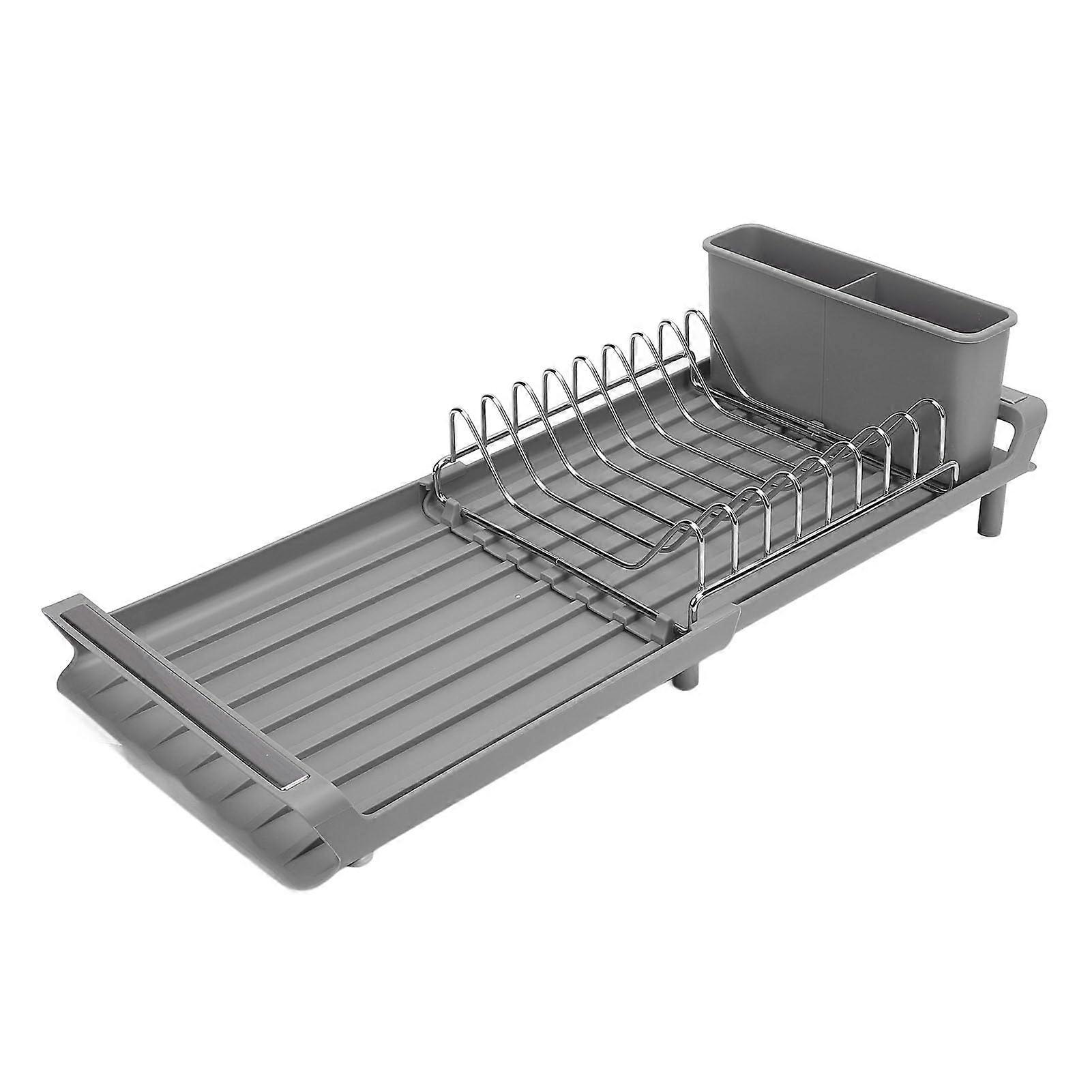 Adjustable Dish Rack, Expandable Drying Rack for Sink, Kitchen Storage Organizer, Compact Drainer for Plates and Cups