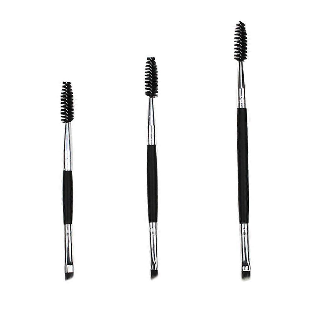 Professional Eyebrow Brush for Makeup with Artificial Fiber Bristles Black Color 3 Pieces