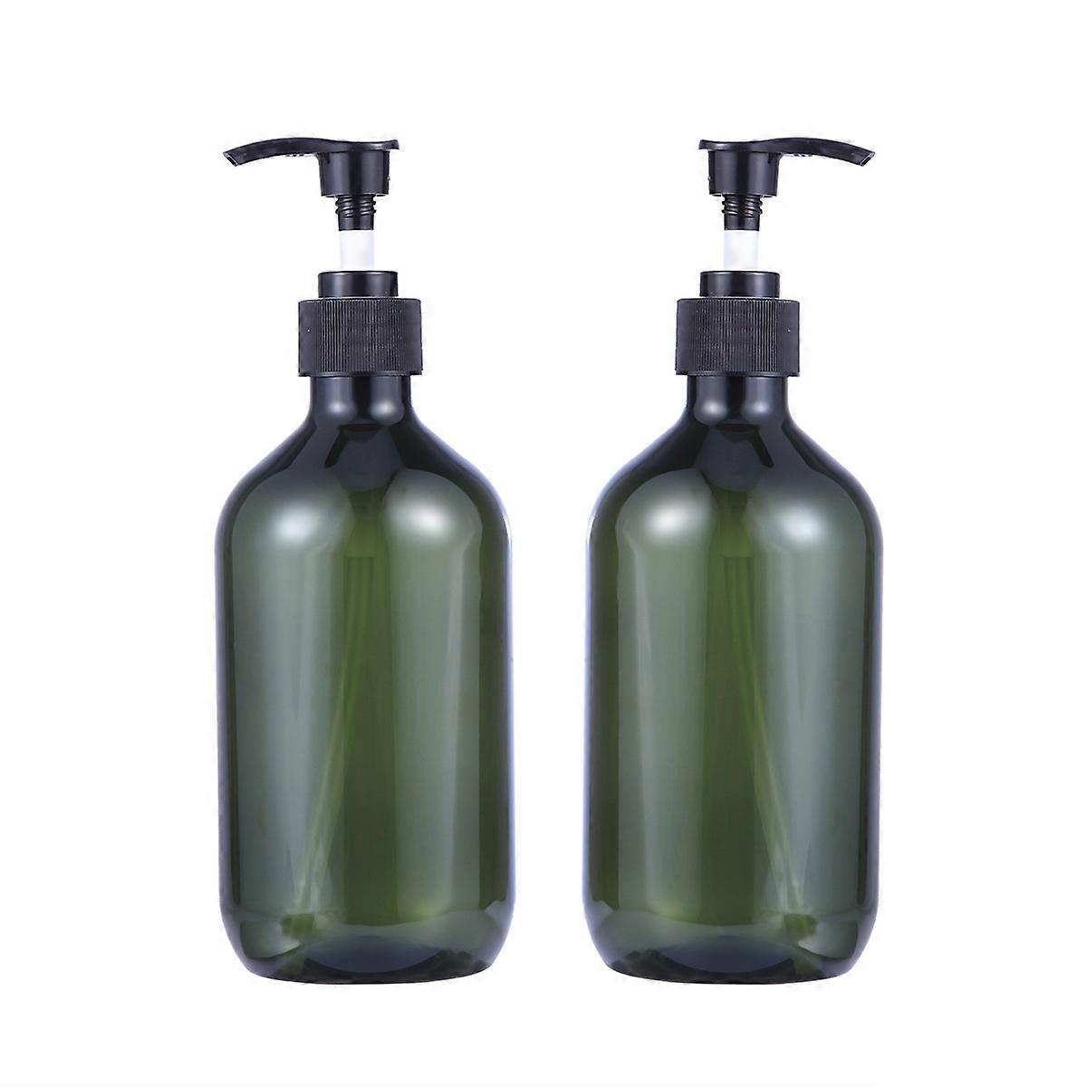 2PCS Green Plastic Refillable Pump Lotion Bottles for Lotion Storage 500ml with Improved Pump System