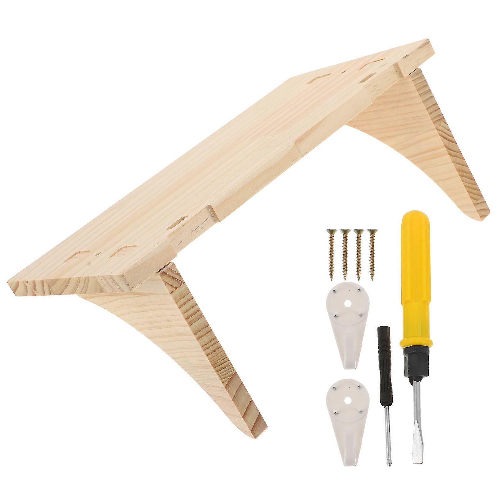Beige Floating Wall Shelf Bracket Made of Synthetic Material for Storage Use in Any Room